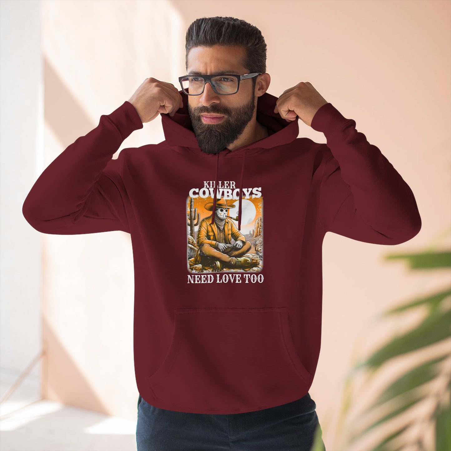 Three-Panel Fleece Hoodie-Front & Back Images