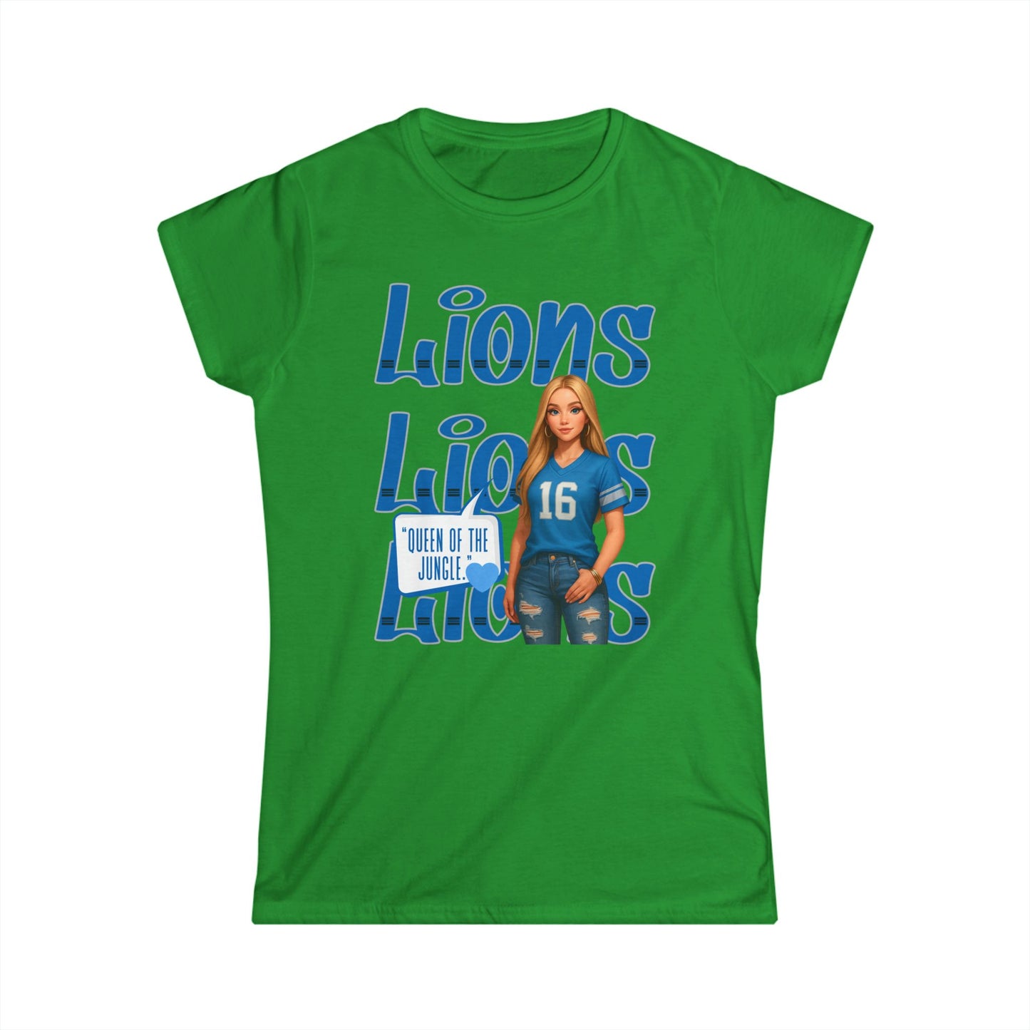 Lions Queen Women's Tee, Casual Fan Shirt, Women's Graphic Top, Gift for Sports Lovers, Birthday Present