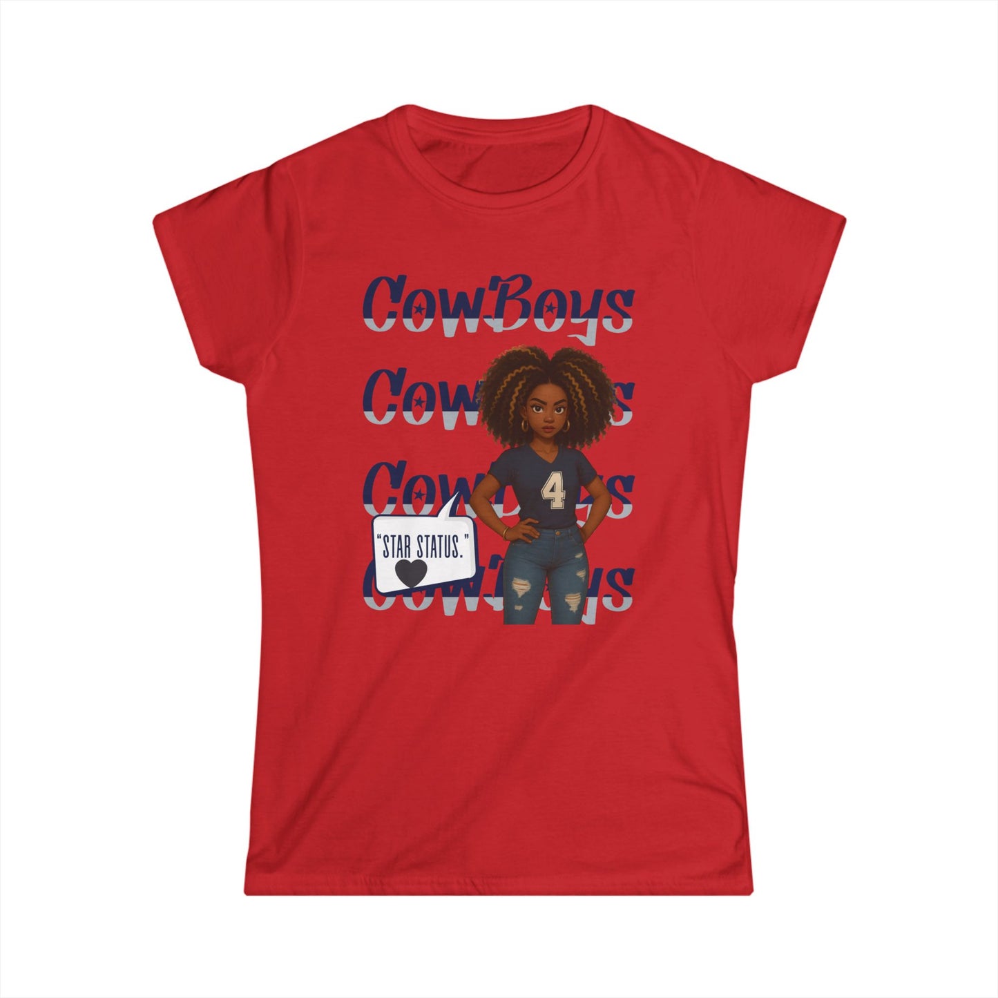 Cowboys Graphic Women's Tee, Softstyle Shirt, Football Fan Apparel, Sportswear Gift, Casual Cute Top