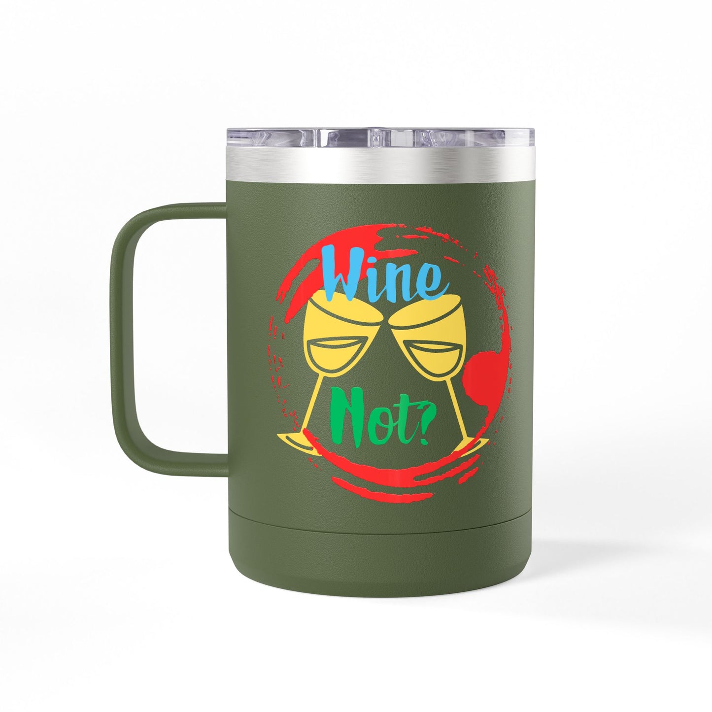 Colorful Wine & Coffee Tumbler – ‘Wine Not?’ Design for Easy Sips and Fun Vibes, Perfect for Gifting, Home, or Parties, 15oz