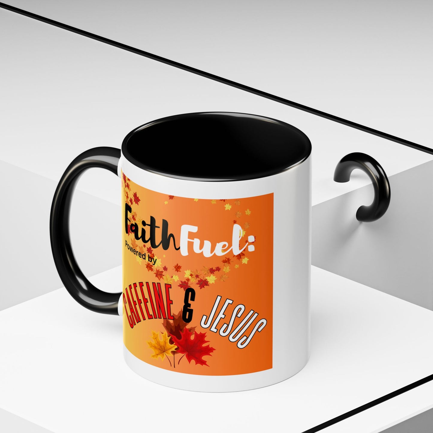 FaithFuel Caffeine & Jesus Mug - Fall Coffee Cup, Inspirational Gift, Autumn Decor, Home Office Supplies, Religious Mug