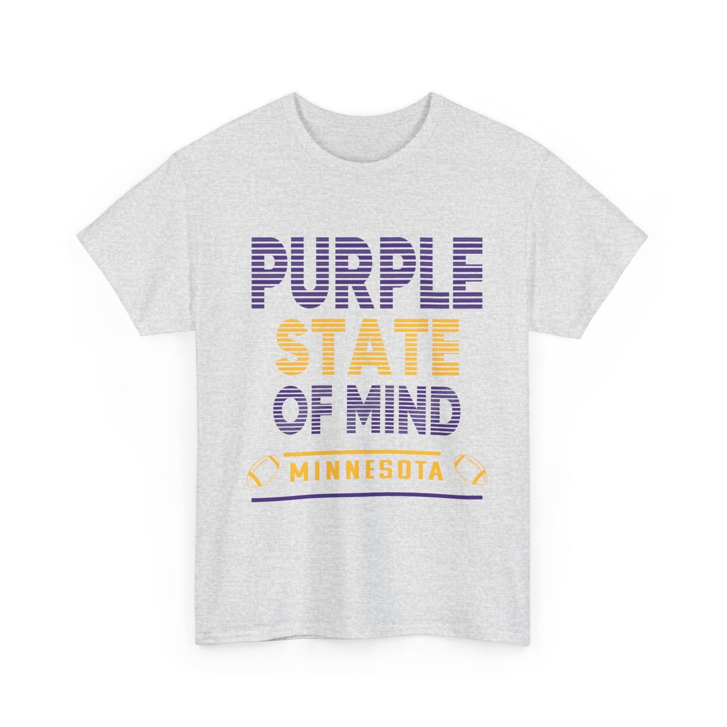 Purple State of Mind Male Cotton Tee, Comfortable Casual Wear, Gift for Minnesota Lovers, Birthday, College Apparel