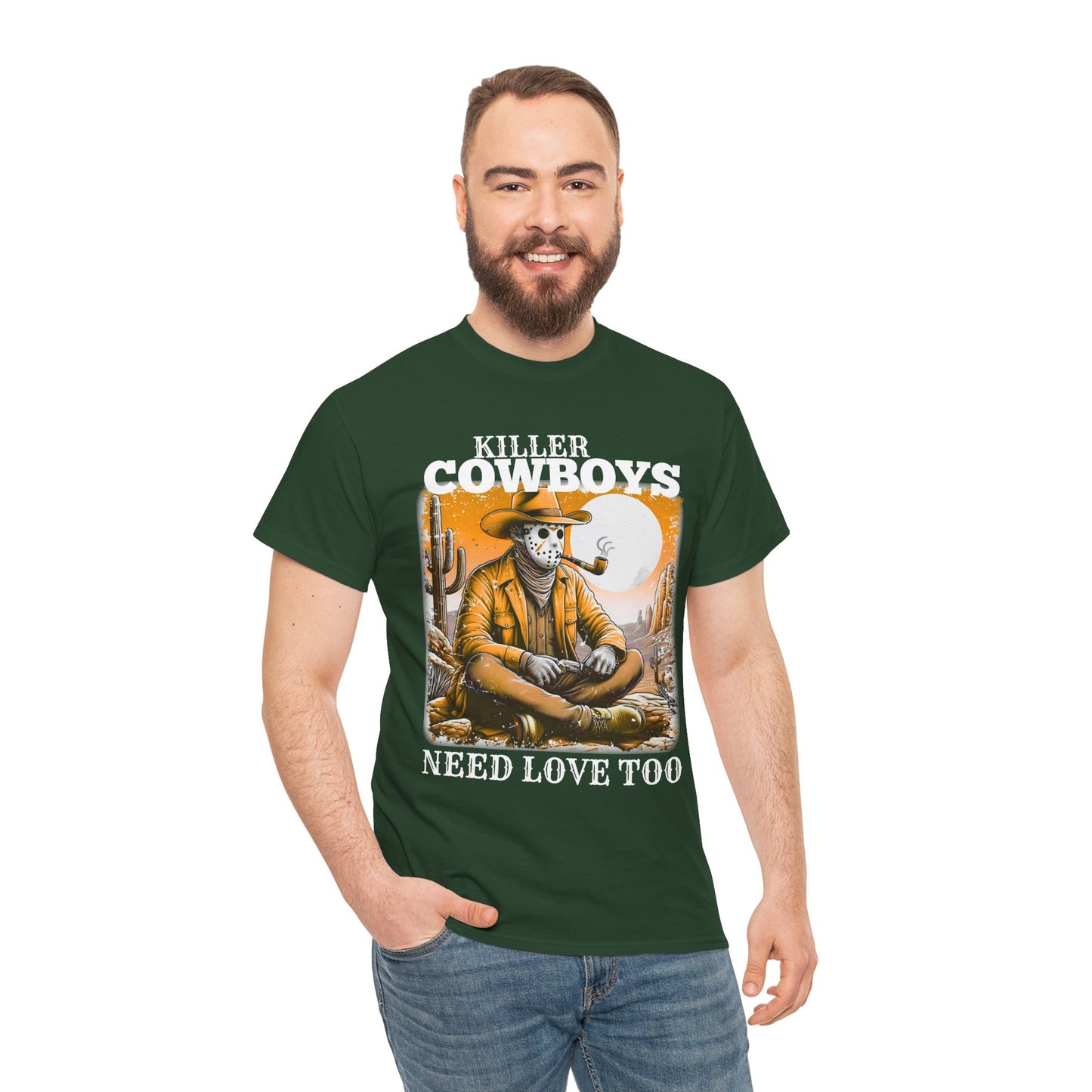 Killer Cowboys Graphic Tee, Unisex Heavy Cotton T-Shirt for Casual Wear, Cowboy Lover Gift, Western Occasion Apparel