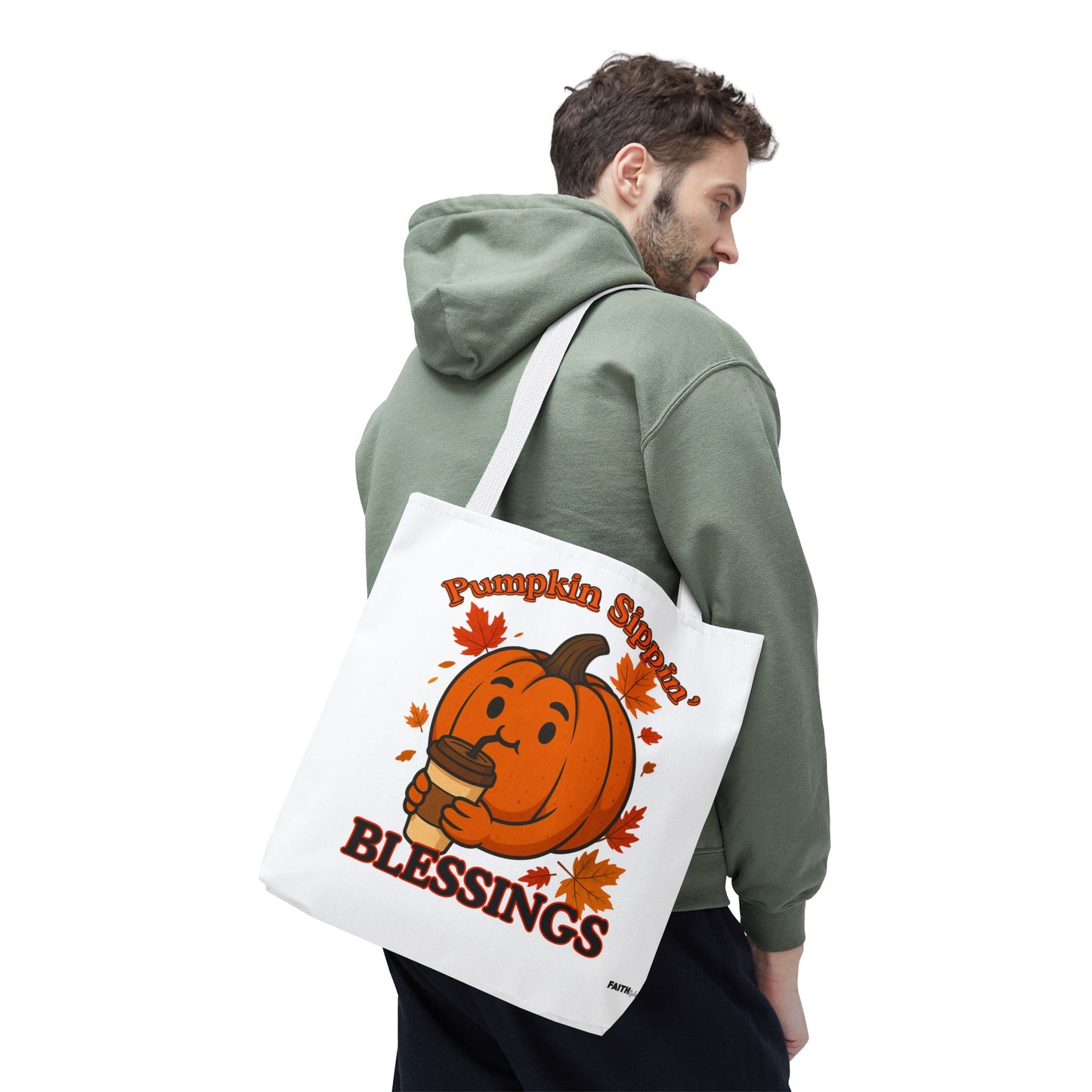 FaithStyles Autumn Pumpkin Blessings Tote Bag | Fall Bag, Cute Tote, Gift for Her, Thanksgiving, Coffee Lovers, Halloween Decor