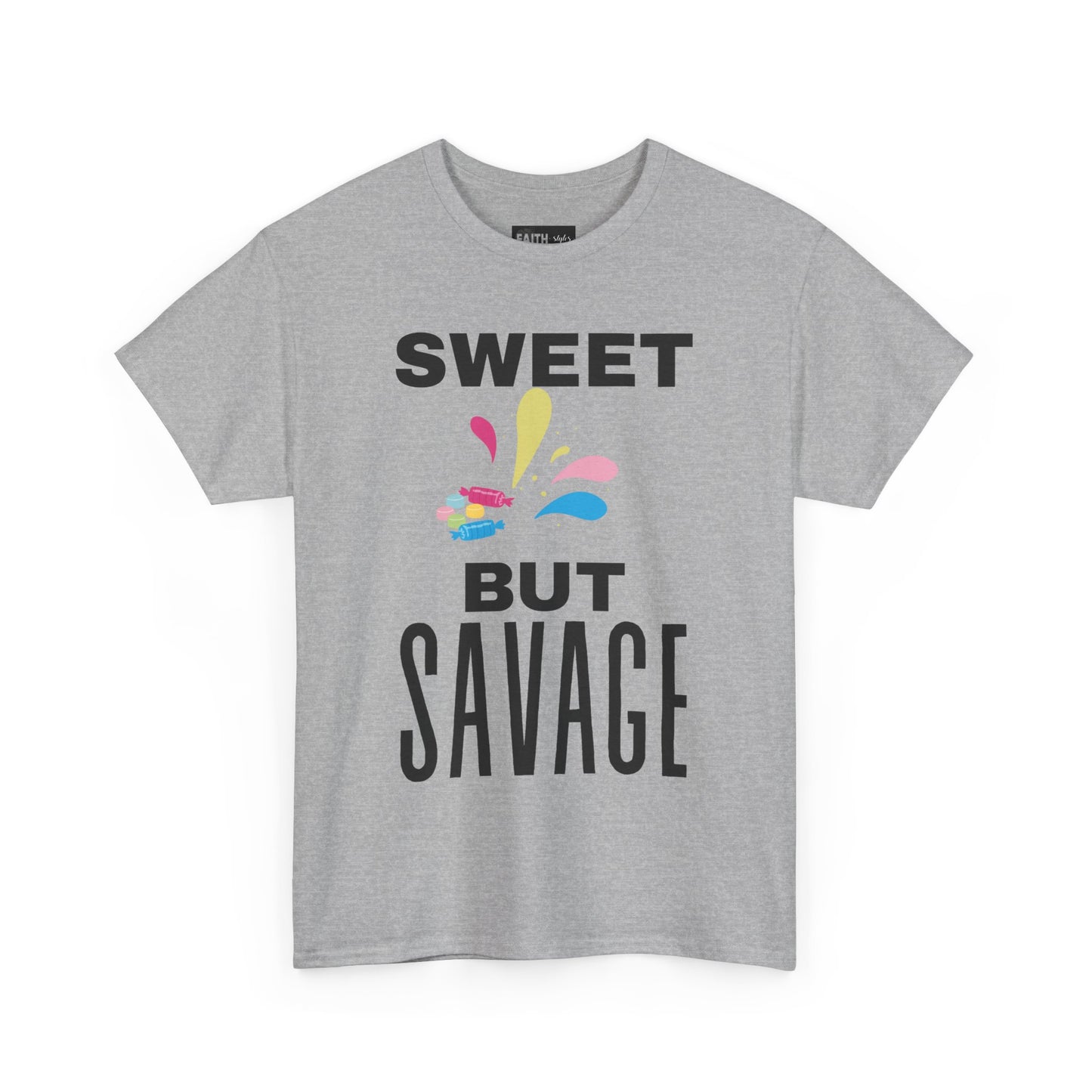 Sweet but Savage Grandma Cotton Tee | Fun Gift for Trendsetters, Everyday Wear, Birthday Party, and Casual Outings