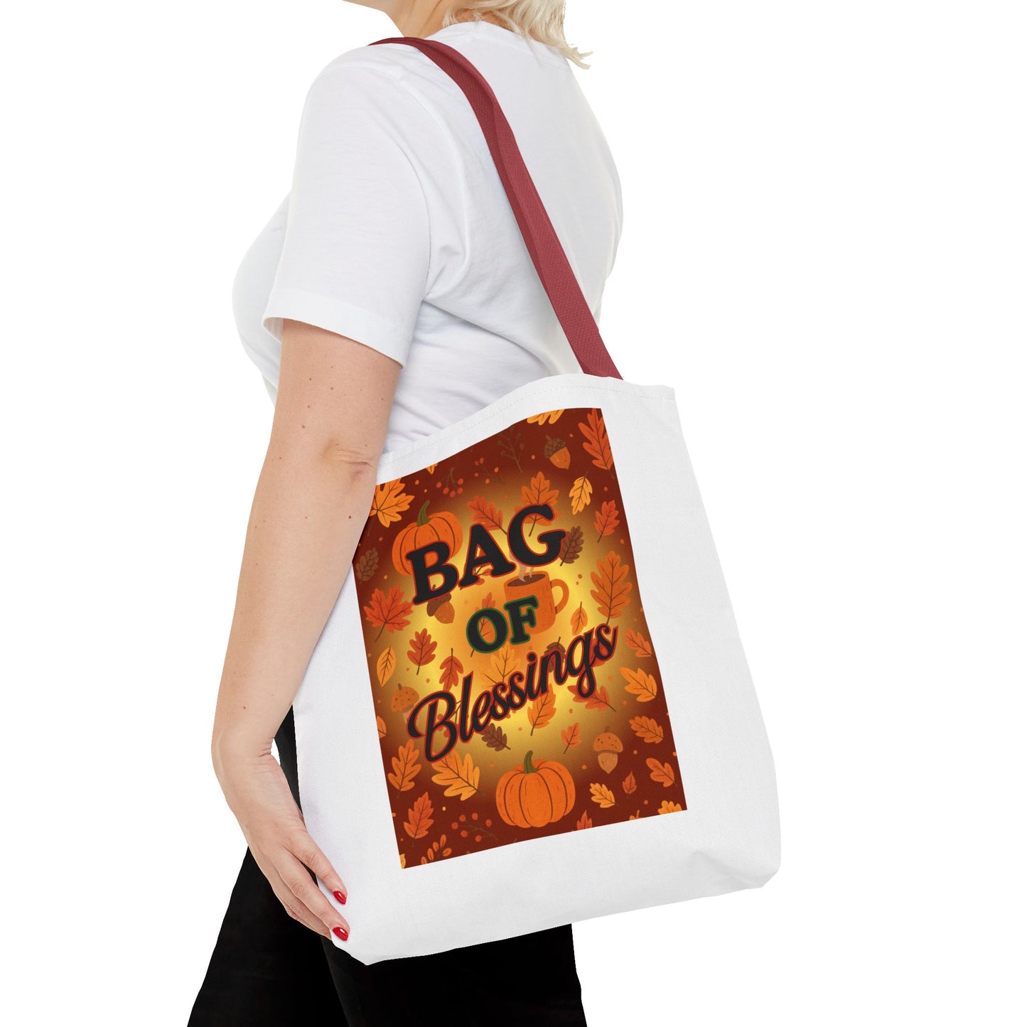 Autumn Blessings Tote Bag, Fall Tote for Shopping, Thanksgiving Gift Bag, Seasonal Carrier, Eco-Friendly Reusable Tote