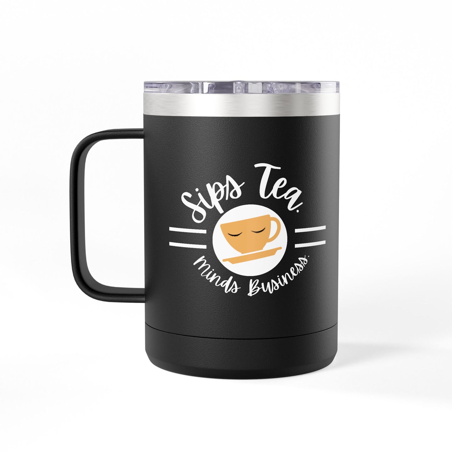 Coffee Lover's Tumbler with Sips Tea Design, Insulated Mug for Home, Travel, Gift for Coffee & Tea Lovers, Birthday, Office, Everyday Use