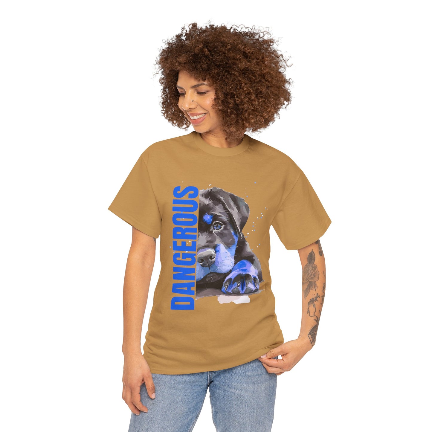"'DANGEROUS" Cool Dog Lover Tee - Unisex Heavy Cotton T-Shirt