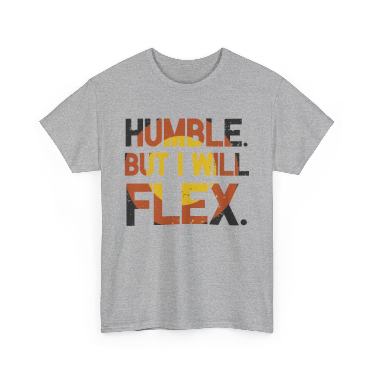 Male Heavy Cotton Tee - 'Humble. But I Will Flex.' Motivational Shirt, Gift for Fitness Lovers, Casual Top, Birthday Gift, Gym Wear
