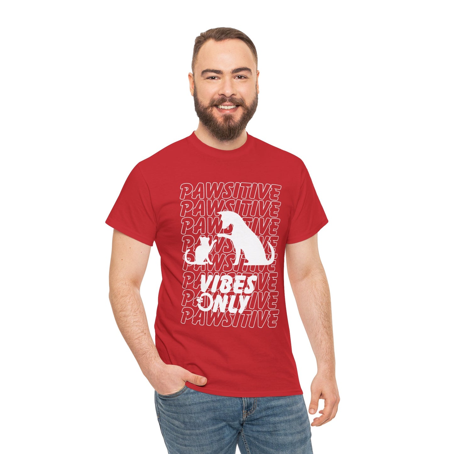 "Pawsitive Vibes Only" Unisex Heavy Cotton T-shirt