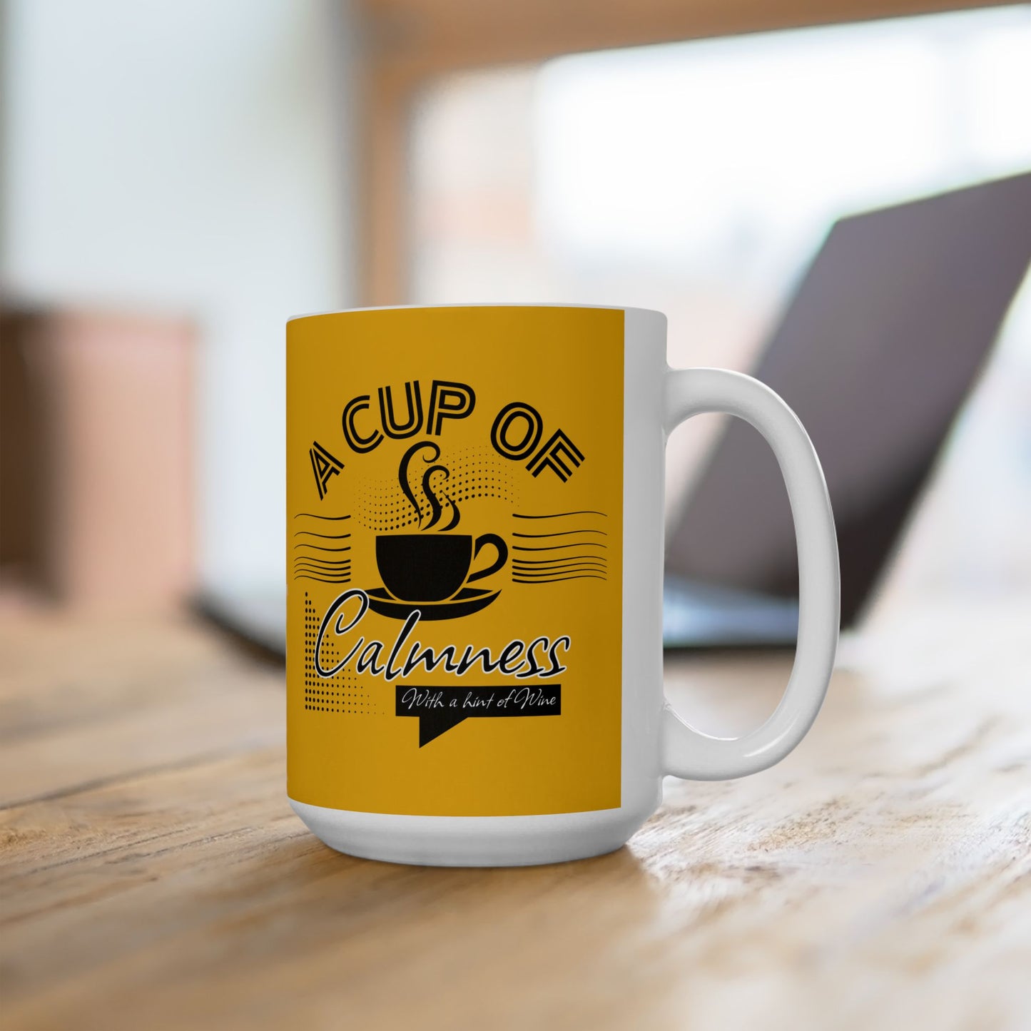 FaithStyles Coffee Lover Ceramic Mug — "A Cup of Calmness" Inspirational Yellow Coffee Mug (11oz, 15oz)
