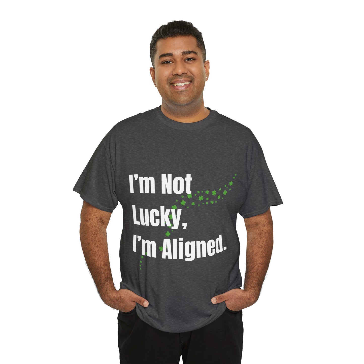 "I’m Not Lucky, I’m Aligned" Unisex Heavy Cotton T-shirt - Motivational Tee for Positivity and Alignment