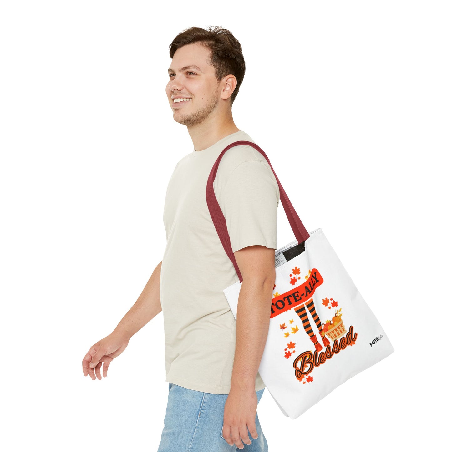 FaithStyles Blessed Holiday Tote Bag, Autumn Tote, Fall Accessories, Gift for Her, Seasonal Shopping Bag, Cute Grocery Bag