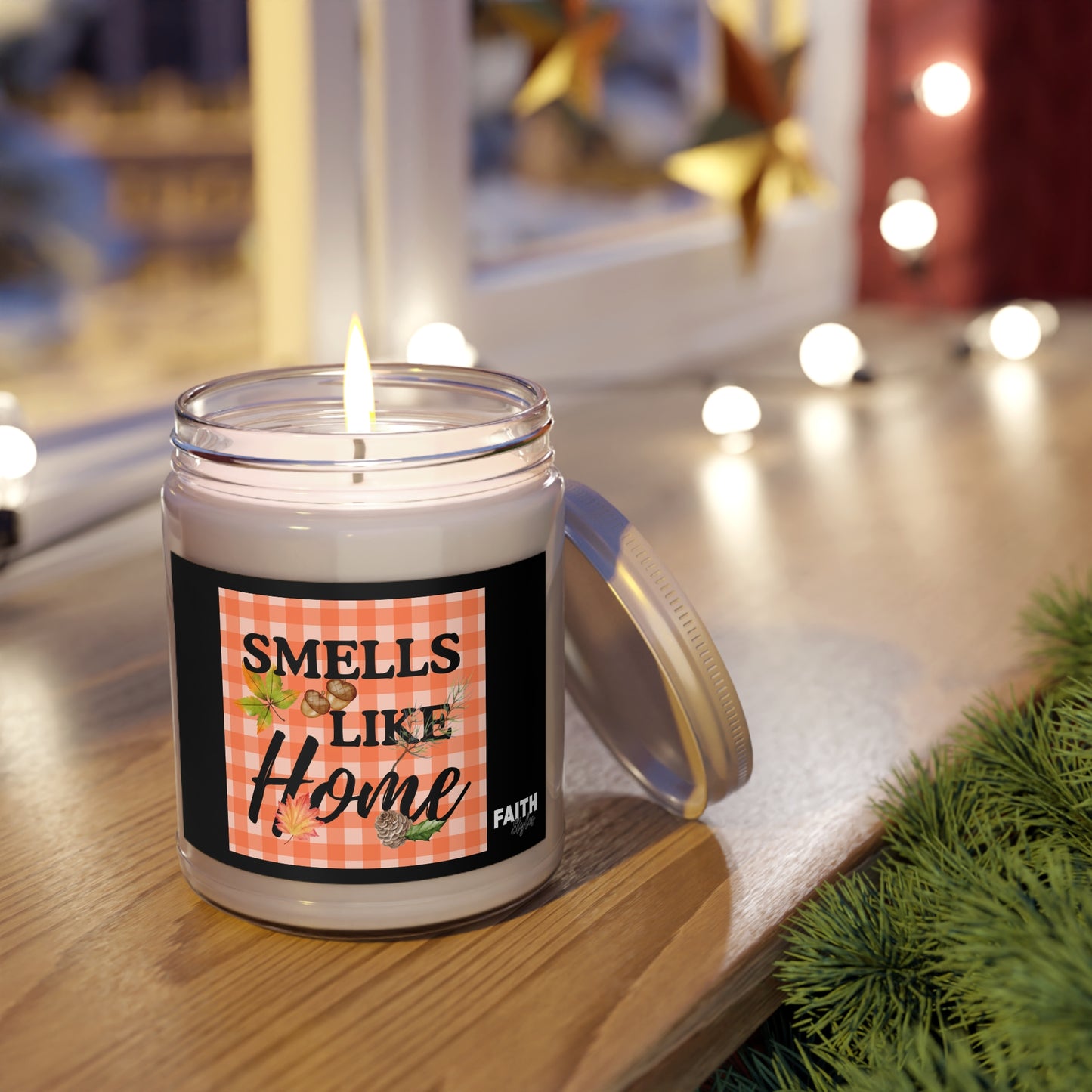 FaithStyles Smells Like Home Scented Soy Candle, Cozy Gift, Autumn Decor, Relaxation Candle, Home Fragrance, Fall Scented Candles
