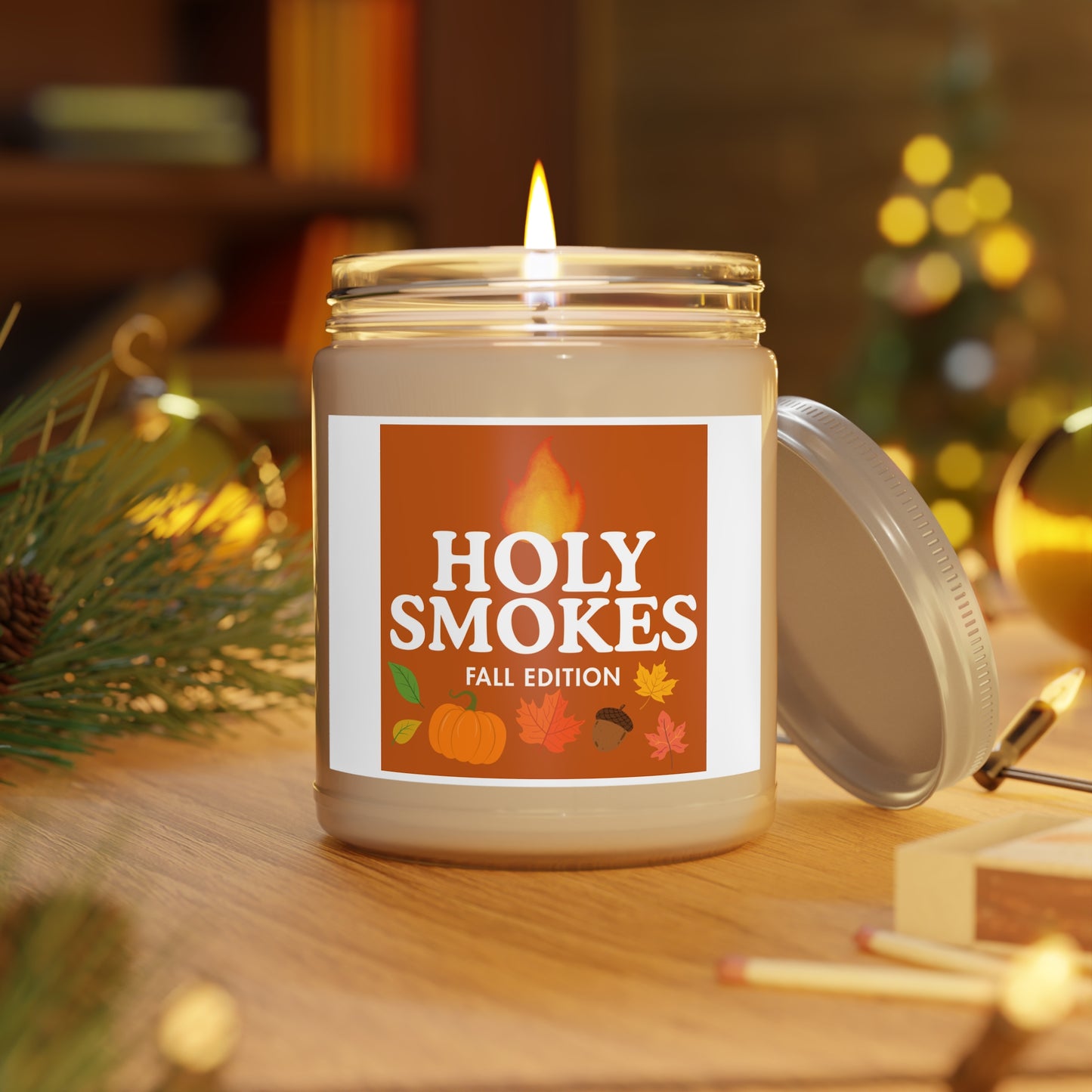 Scented Soy Candle - Holy Smokes Fall Edition, Cozy Home Decor, Autumn Gift, Thanksgiving Candle, Fall Aromatherapy, Seasonal Fragrance