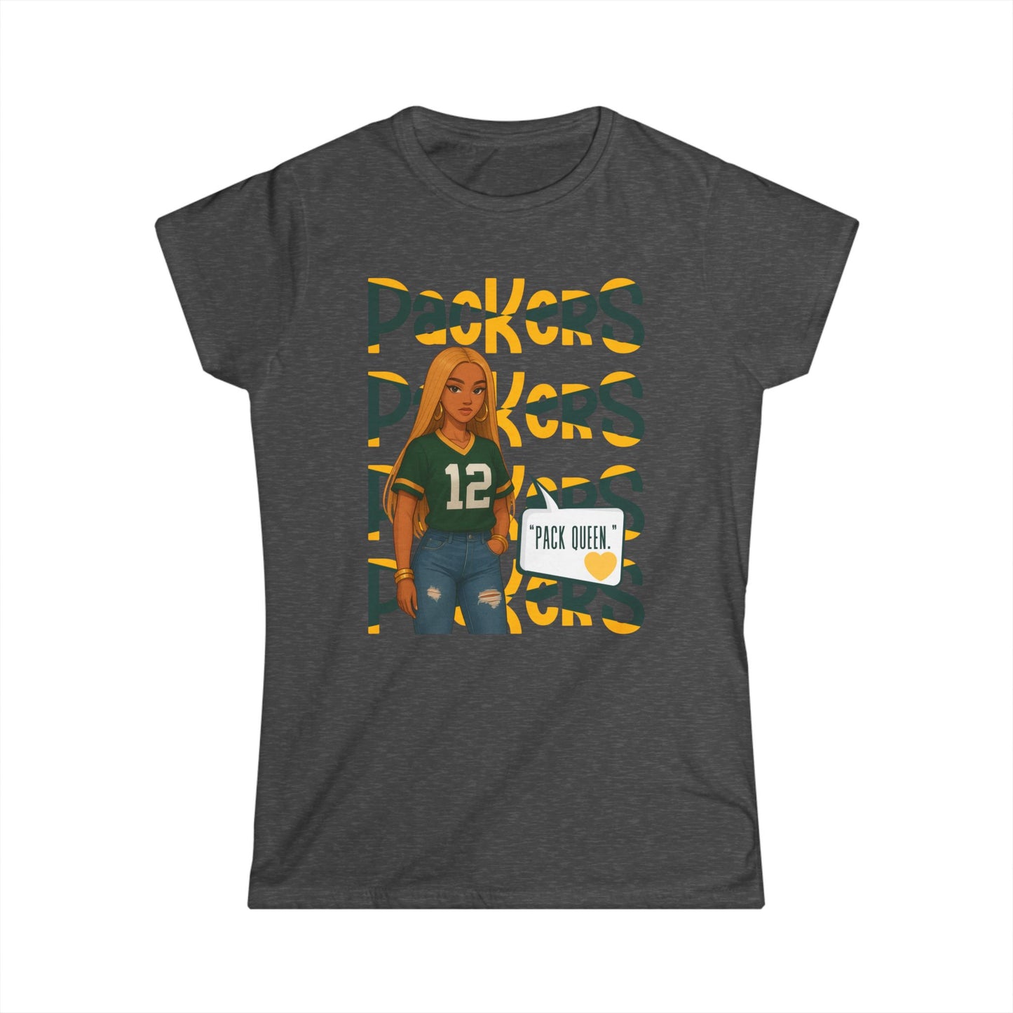Women's Softstyle Tee - Packers Queen Shirt, Casual Sportswear, Game Day Top, Gift for Football Fans, Football Mom T-shirt