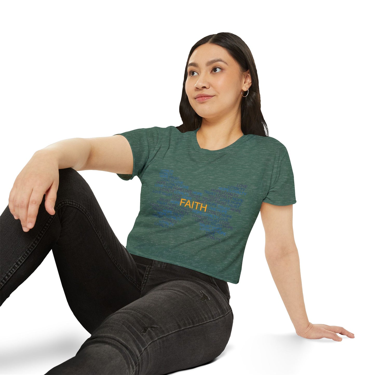 Women's Festival Crop Top with Faith Design, Boho Style Tee, Summer Festival Top, Inspirational Apparel, Gift for Her