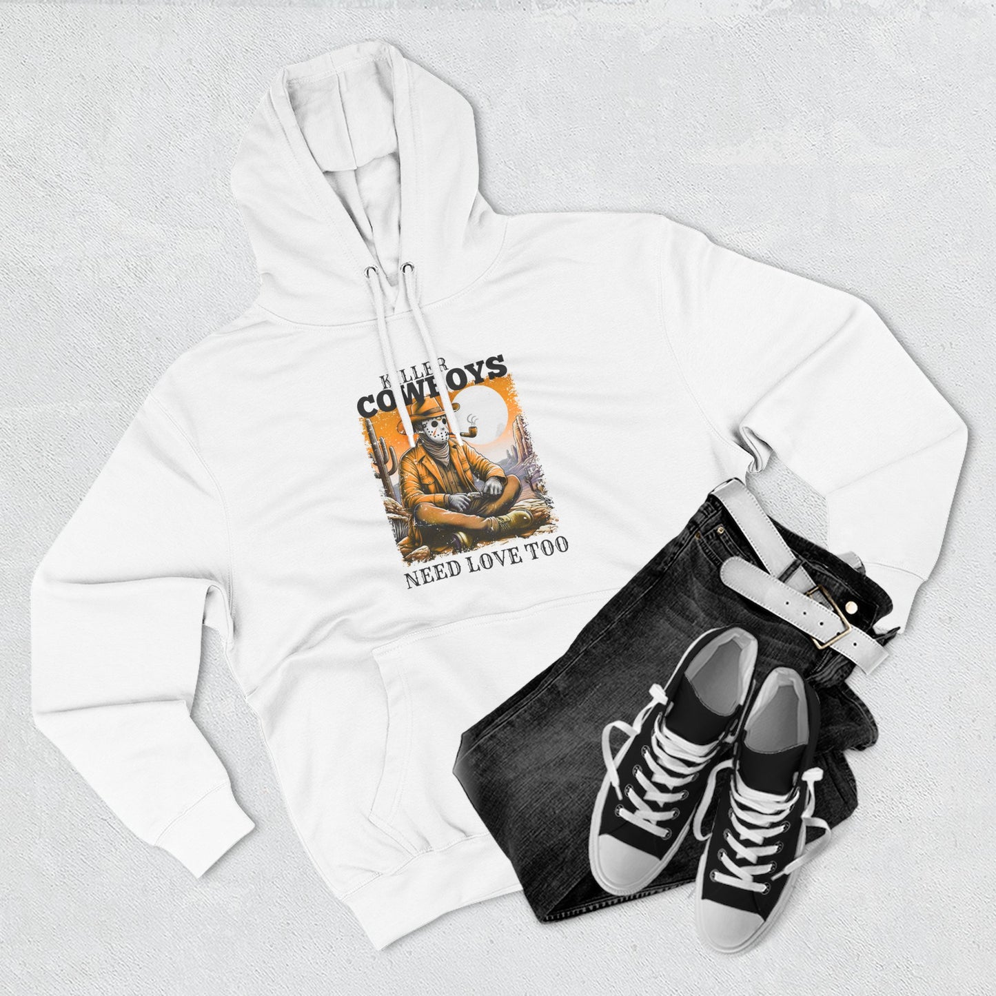 Three-Panel Fleece Hoodie-Front & Back Images