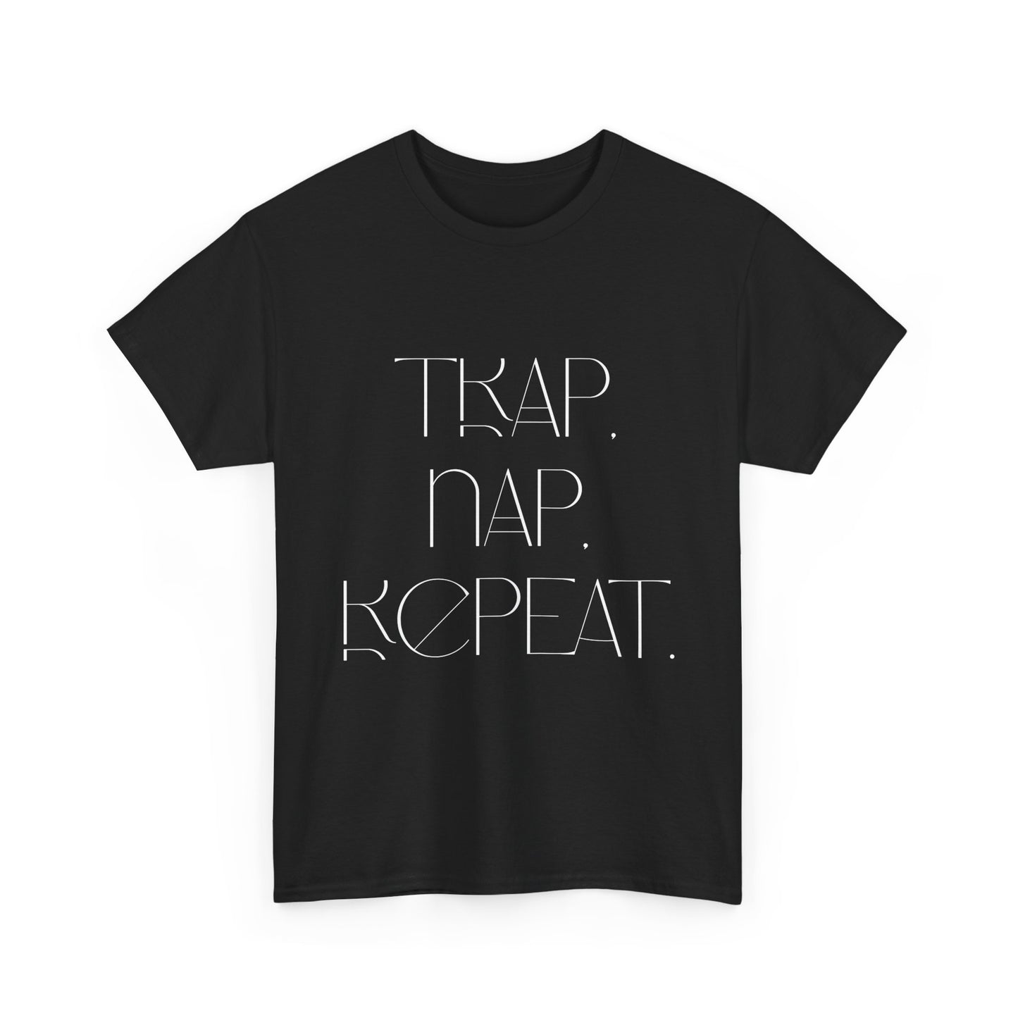Unisex Heavy Cotton Tee - 'Trap. Nap. Repeat.' Motivational Shirt for Relaxation and Leisure