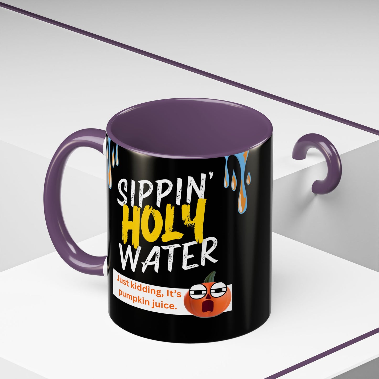 Sippin' Holy Water Coffee Mug, Funny Pumpkin Juice Mug, Halloween Coffee Cup, Unique Gift for Fall, Cute Office Mug, Quirky Kitchenware