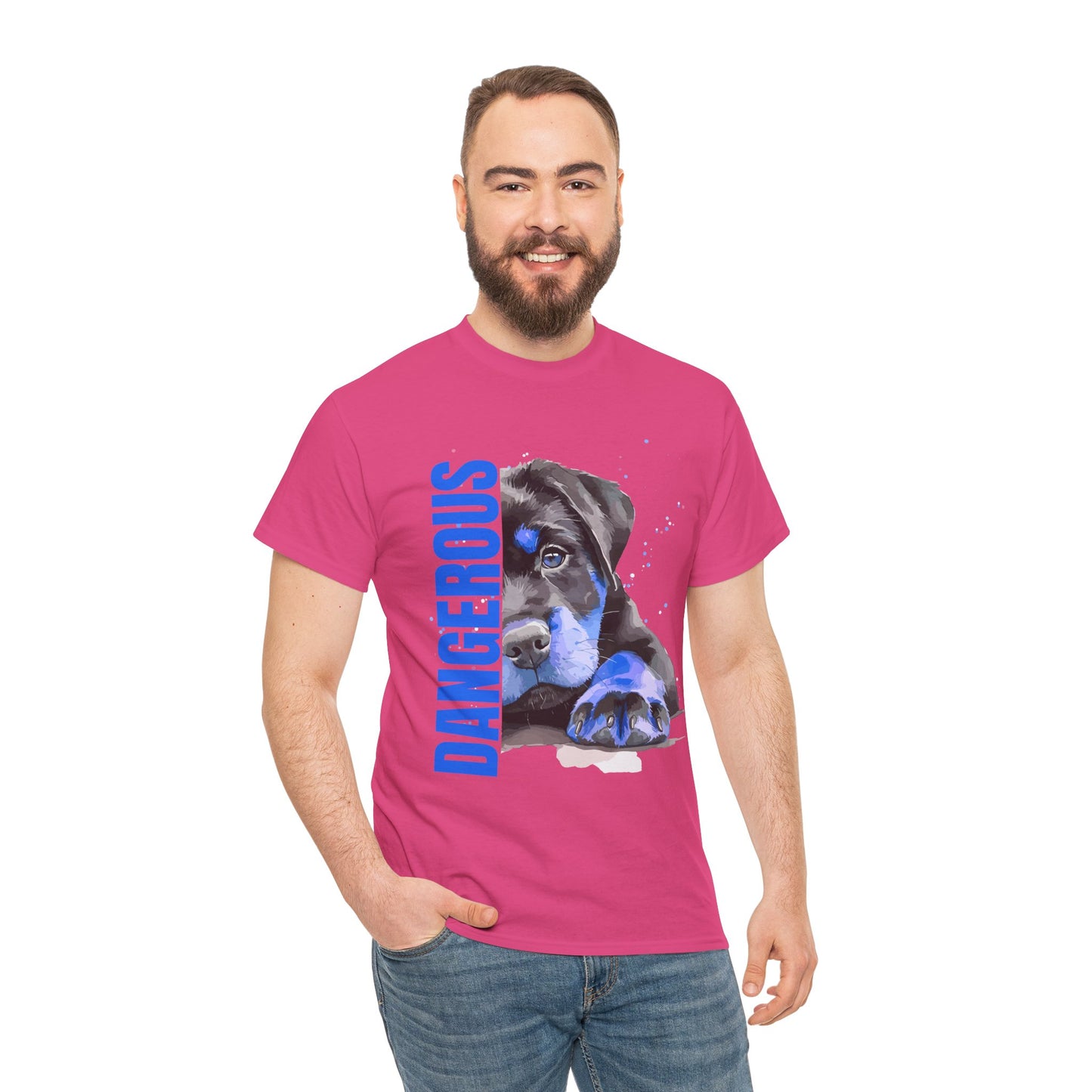 "'DANGEROUS" Cool Dog Lover Tee - Unisex Heavy Cotton T-Shirt