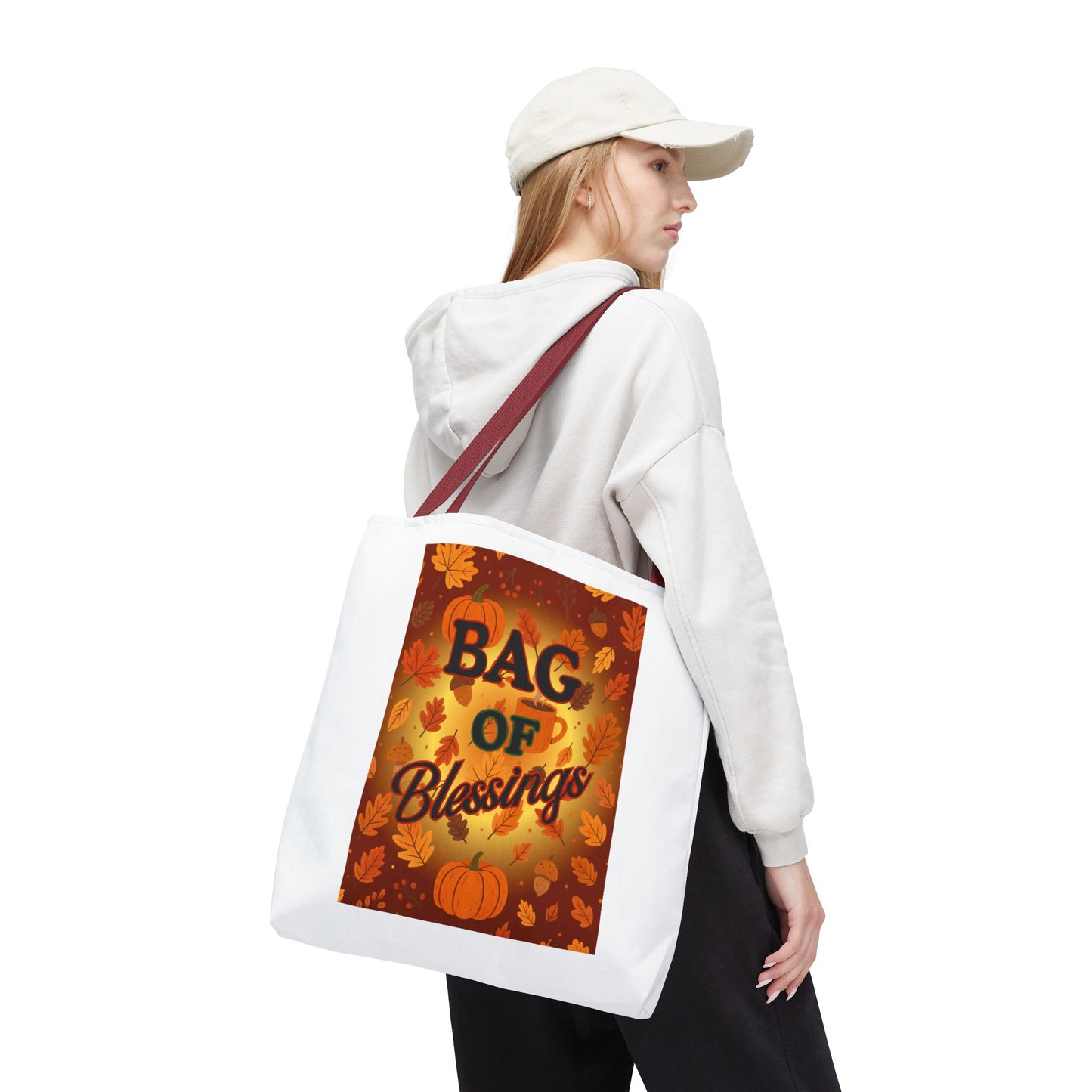 Autumn Blessings Tote Bag, Fall Tote for Shopping, Thanksgiving Gift Bag, Seasonal Carrier, Eco-Friendly Reusable Tote