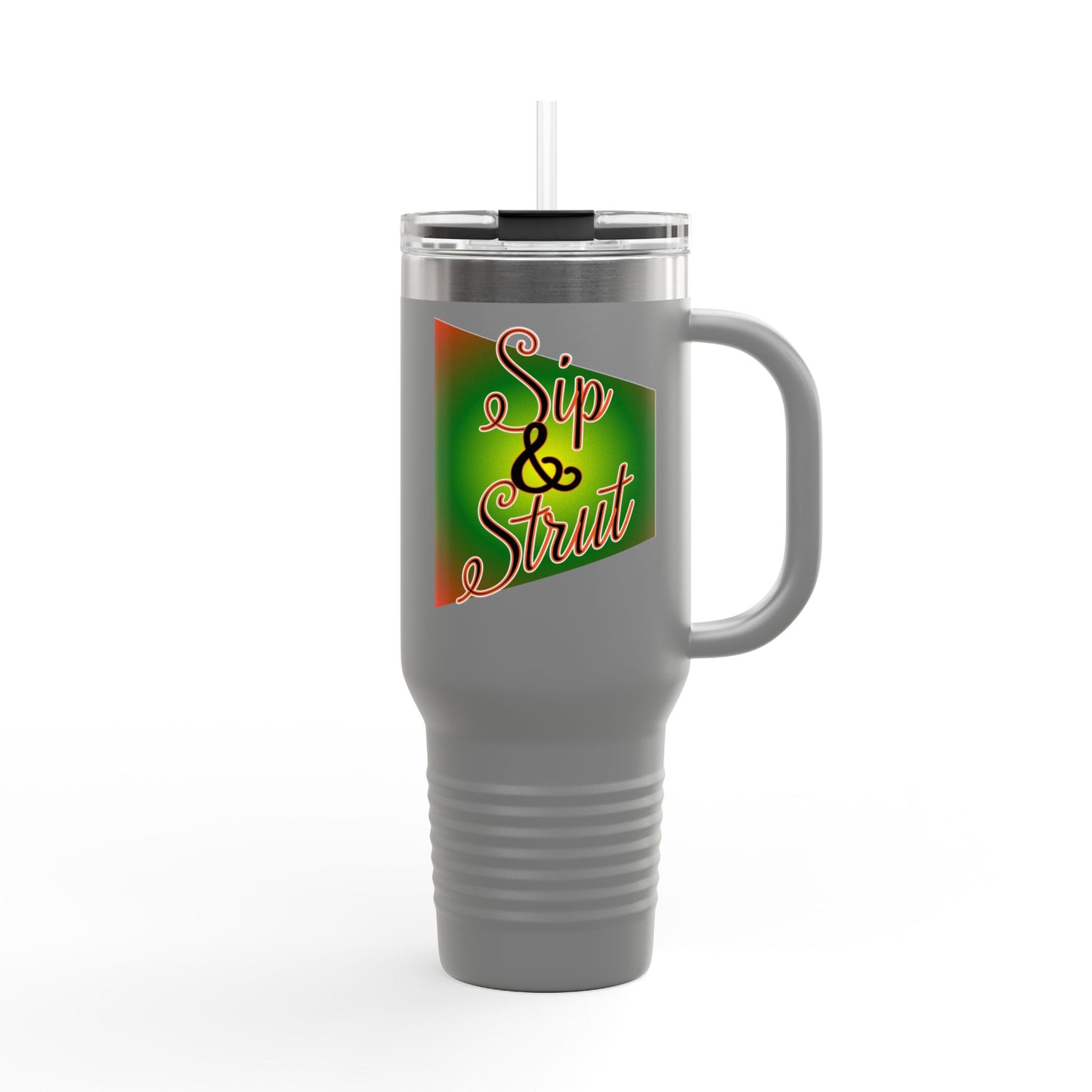 Vibrant Insulated Travel Mug - Sip & Strut, Perfect for Coffee Lovers, Road Trips, Outdoor Adventures, Gift for Holidays, Motivational Mug