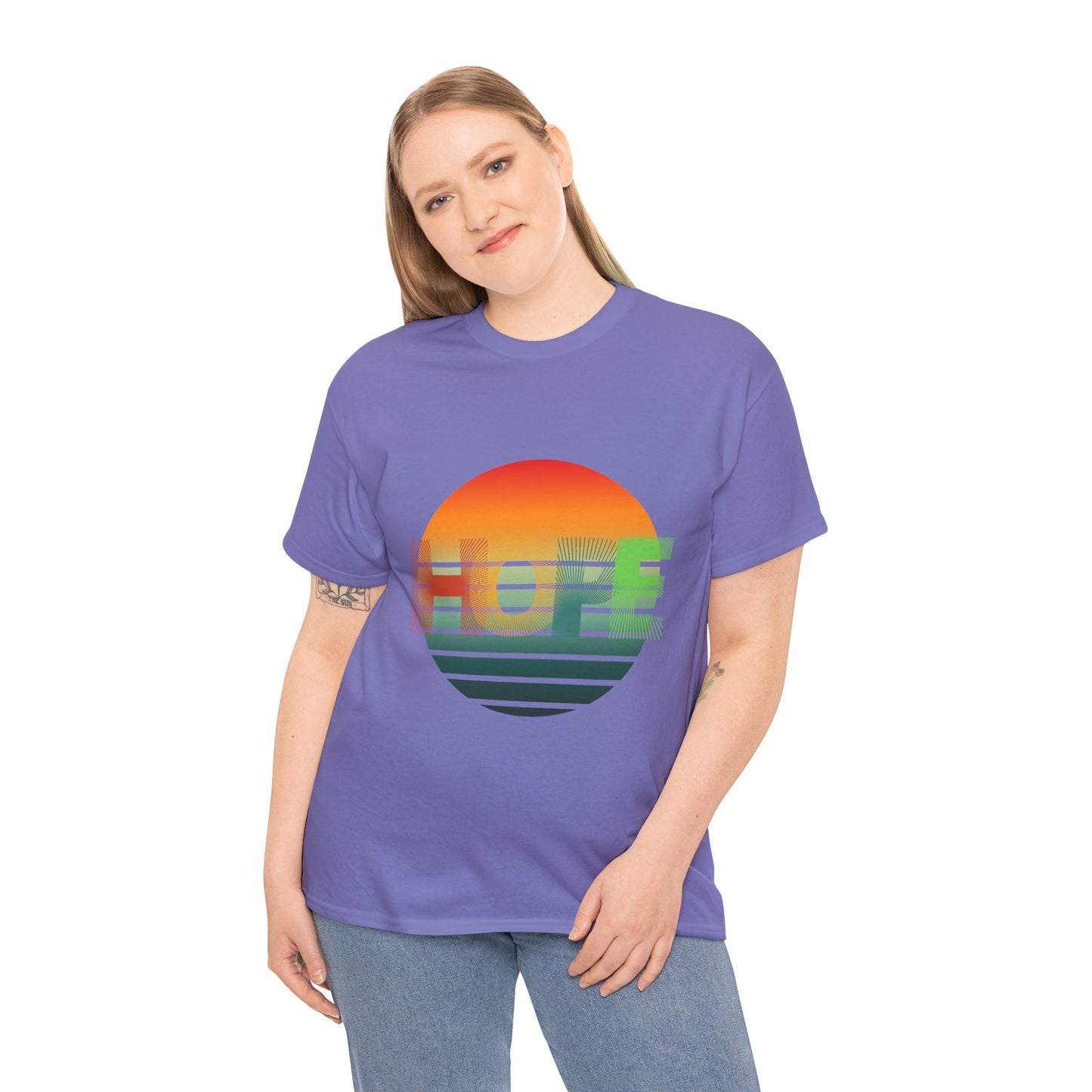 "HOPE" Sunset Vibes Unisex Cotton Tee, Summer T-Shirt, Gift for Him/Her, Casual Wear, Beach Day Outfit, Eco-Friendly Fashion