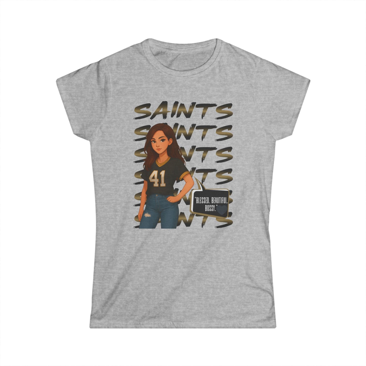 Stylish Women's Saints Tee, Casualwear, Game Day Shirt, Sports Fan Shirt, Cute Graphic Tee, Gift for Her
