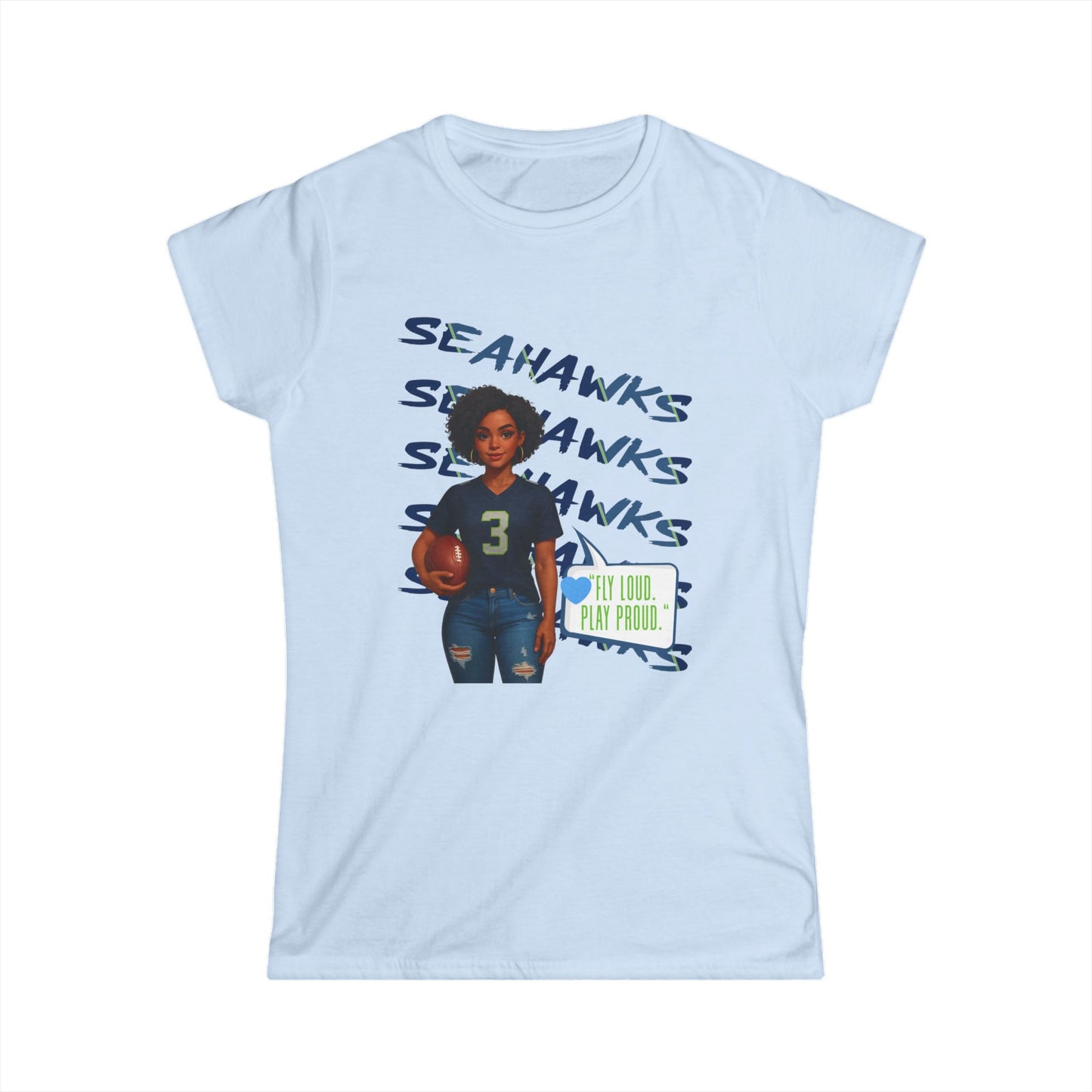 Women’s Football Fan Tee – Sporty Comfort, Seahawks Style, Perfect for Game Day, Casual Wear, Sports Enthusiasts, Gift Idea