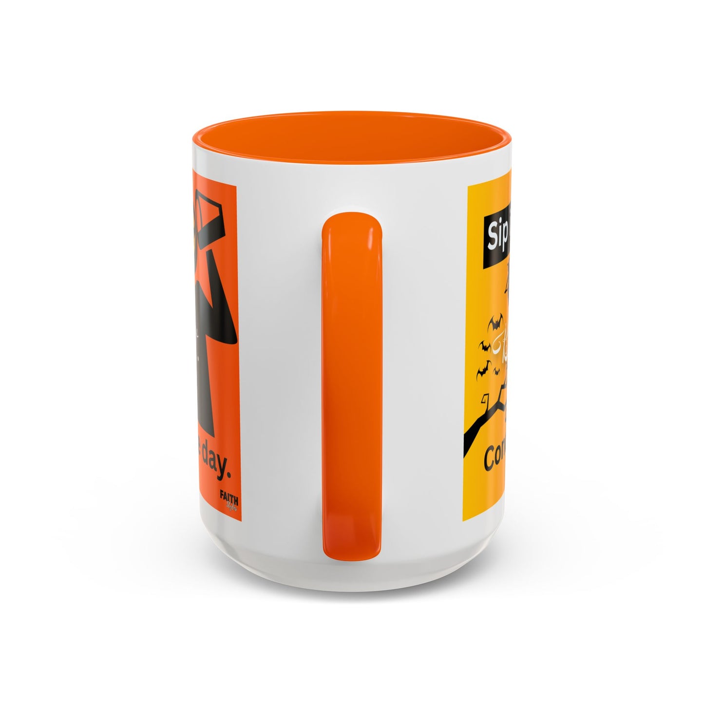 FaithStyles Halloween-Themed Coffee Mug, Sip It Believe It Conquer the Day, Fall Decor, Gift for Pumpkin Lovers, Autumn Kitchenware