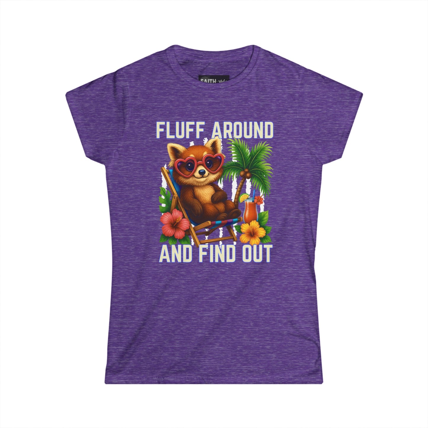 Charming Cat Themed Women's Softstyle Tee | Summer Vibes T-Shirt, Cute Cat Top, Beachy Fun Shirt, Gift for Cat Lovers, Relaxed Wear