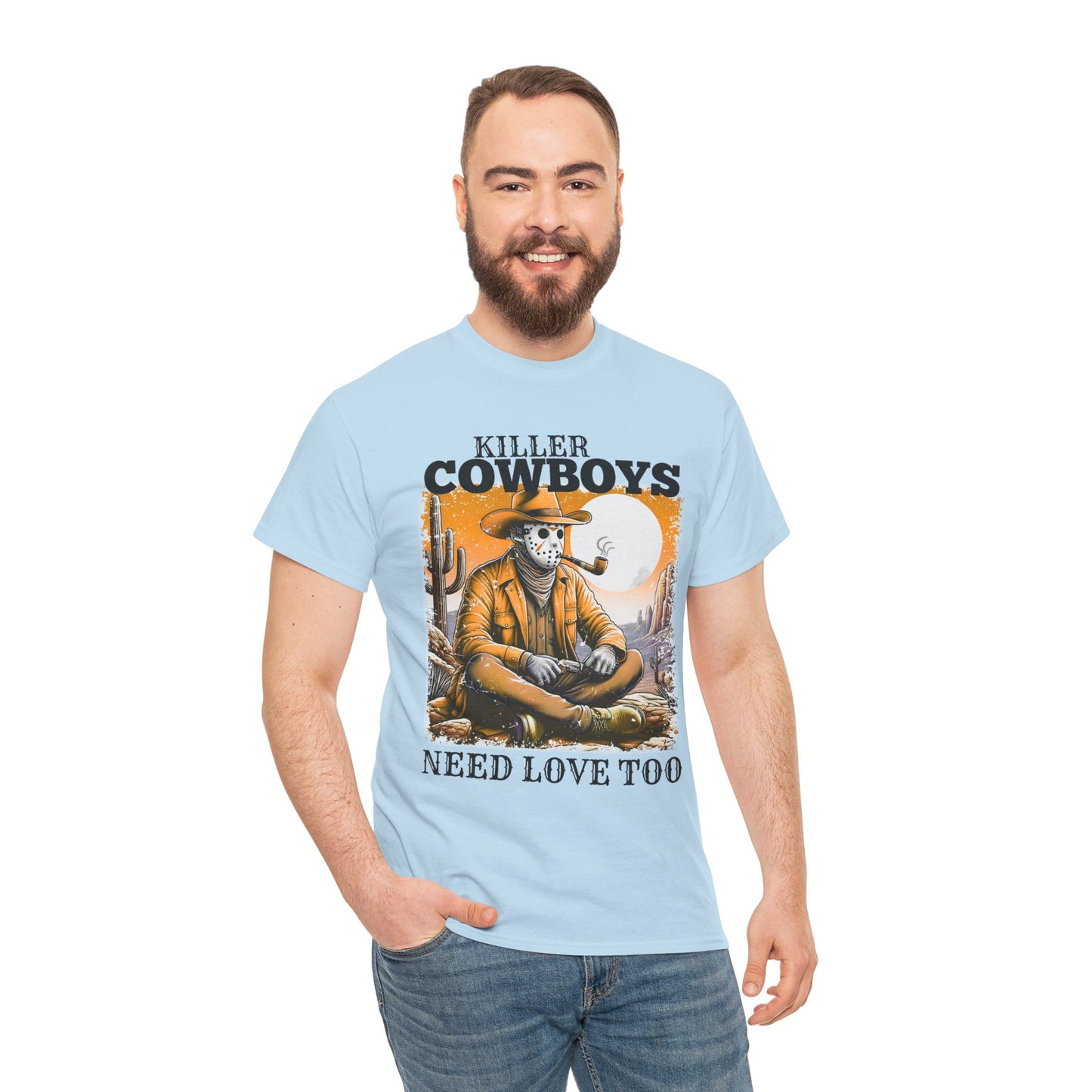 Killer Cowboys Graphic Tee, Unisex Heavy Cotton T-Shirt for Casual Wear, Cowboy Lover Gift, Western Occasion Apparel
