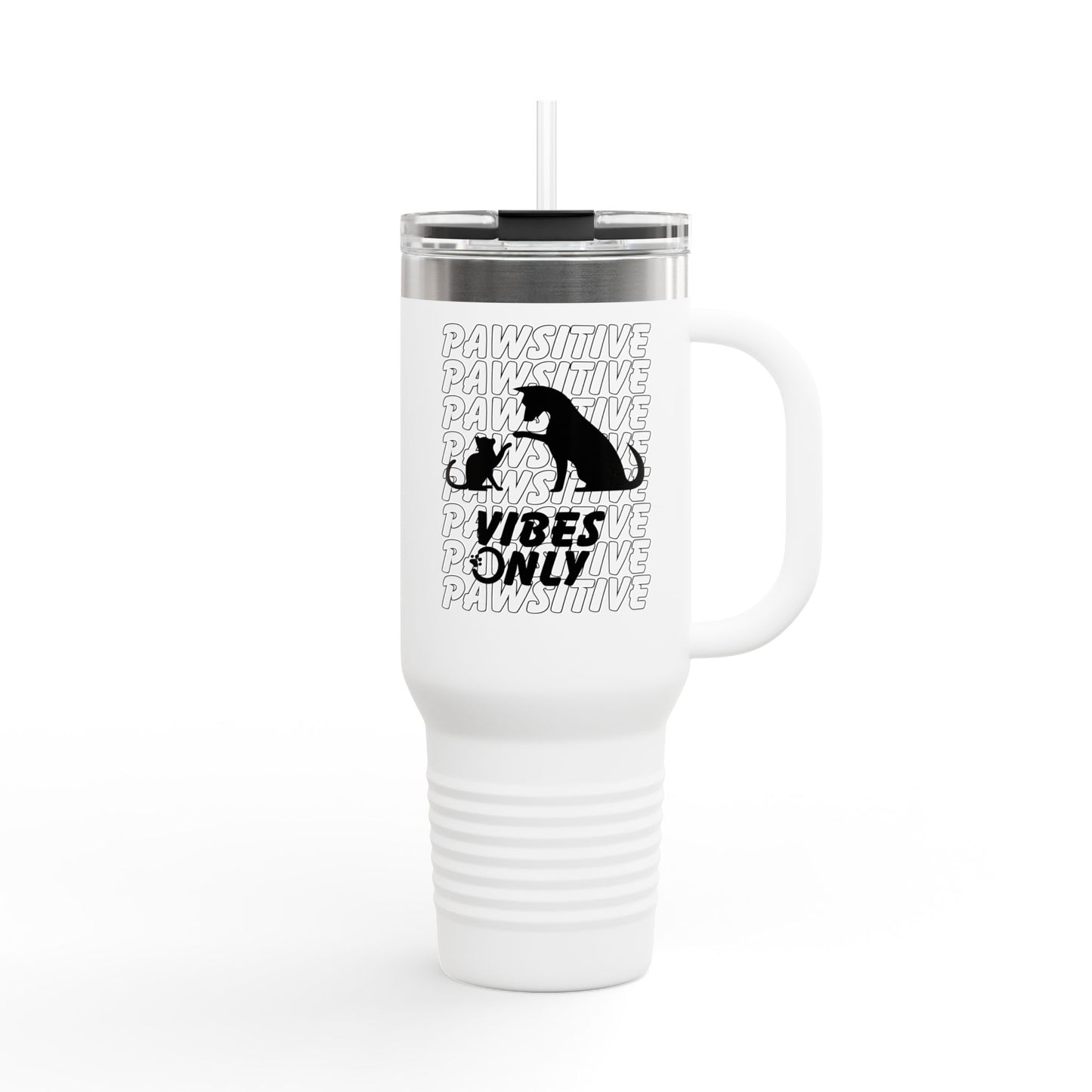 Insulated Travel Mug, 40oz-PAWSITIVE VIBES ONLY