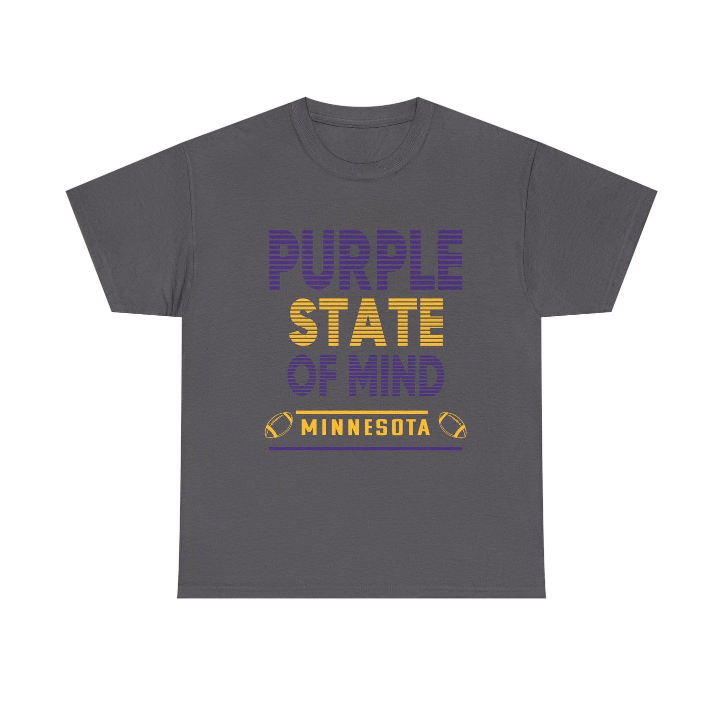Purple State of Mind Male Cotton Tee, Comfortable Casual Wear, Gift for Minnesota Lovers, Birthday, College Apparel