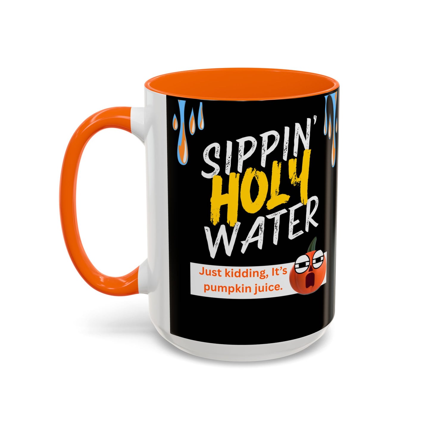 Sippin' Holy Water Coffee Mug, Funny Pumpkin Juice Mug, Halloween Coffee Cup, Unique Gift for Fall, Cute Office Mug, Quirky Kitchenware