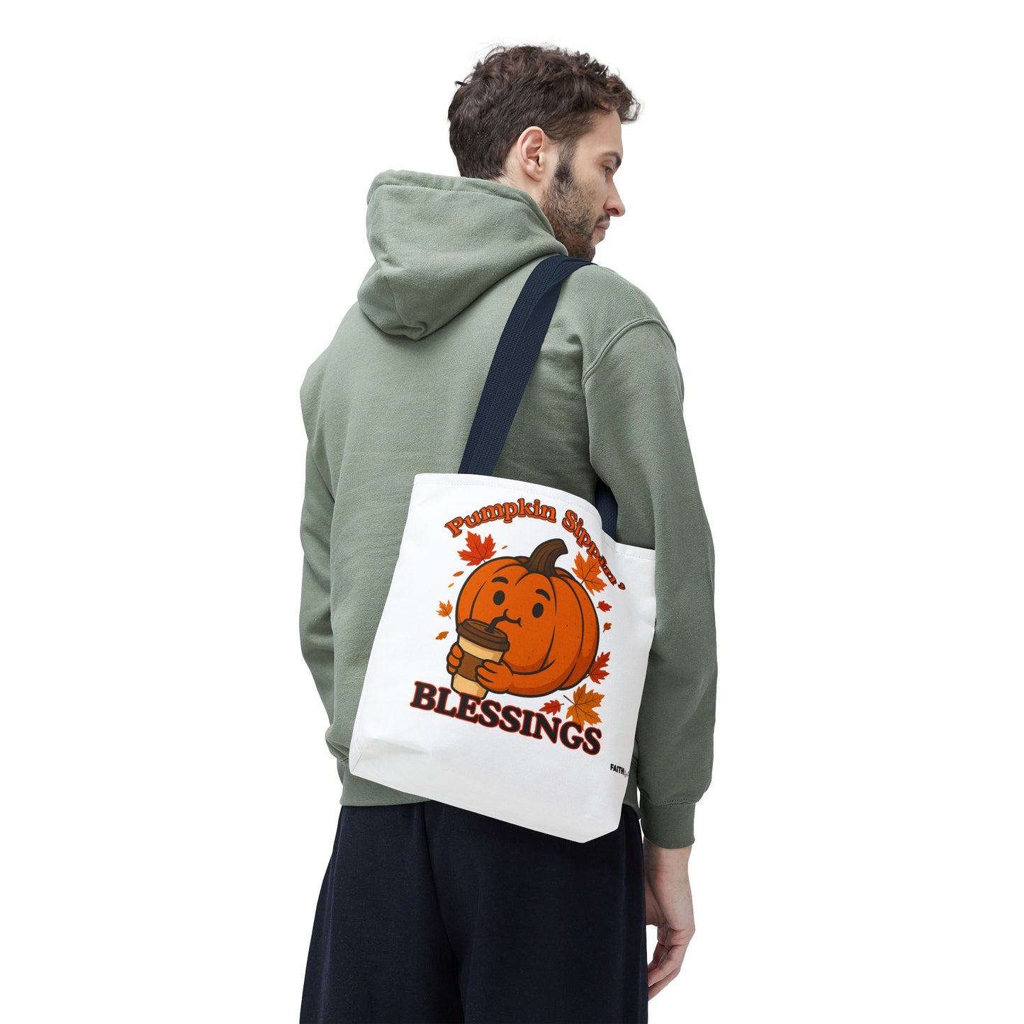 FaithStyles Autumn Pumpkin Blessings Tote Bag | Fall Bag, Cute Tote, Gift for Her, Thanksgiving, Coffee Lovers, Halloween Decor