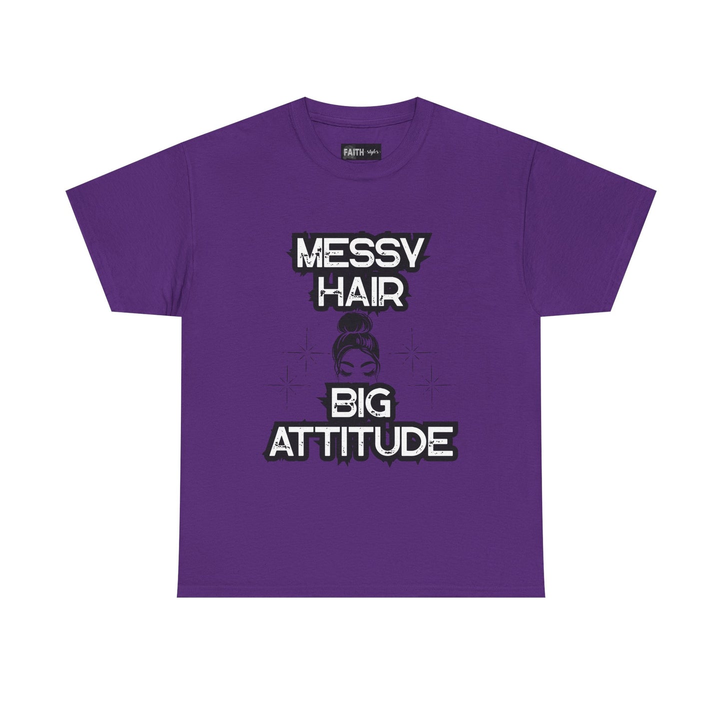 Messy Hair Big Attitude Tee | Stylish Graphic T-Shirt for Casual Wear, Gifts, Everyday Fashion, Relaxed Fit Tee