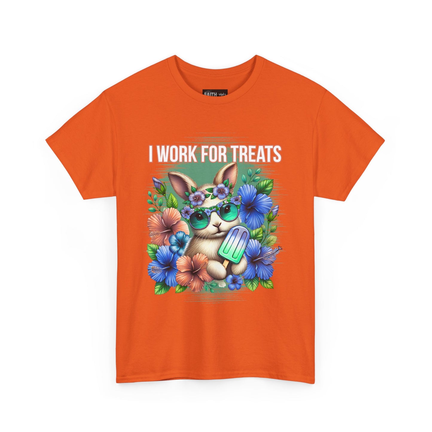 Cute Bunny Graphic Tee for Treat Lovers, Summer Fun Shirt, Animal Lover Gift, Cute Gift for Her, Floral T-Shirt
