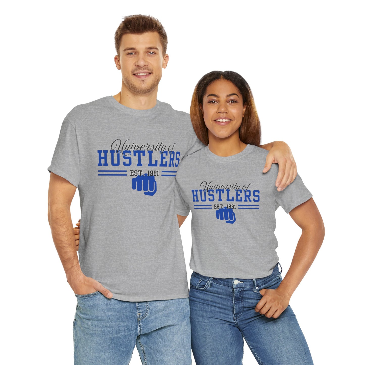 University of Hustlers Unisex Heavy Cotton Tee - Motivational T-Shirt, Casual Wear, Gift Idea, Streetwear, College Merch