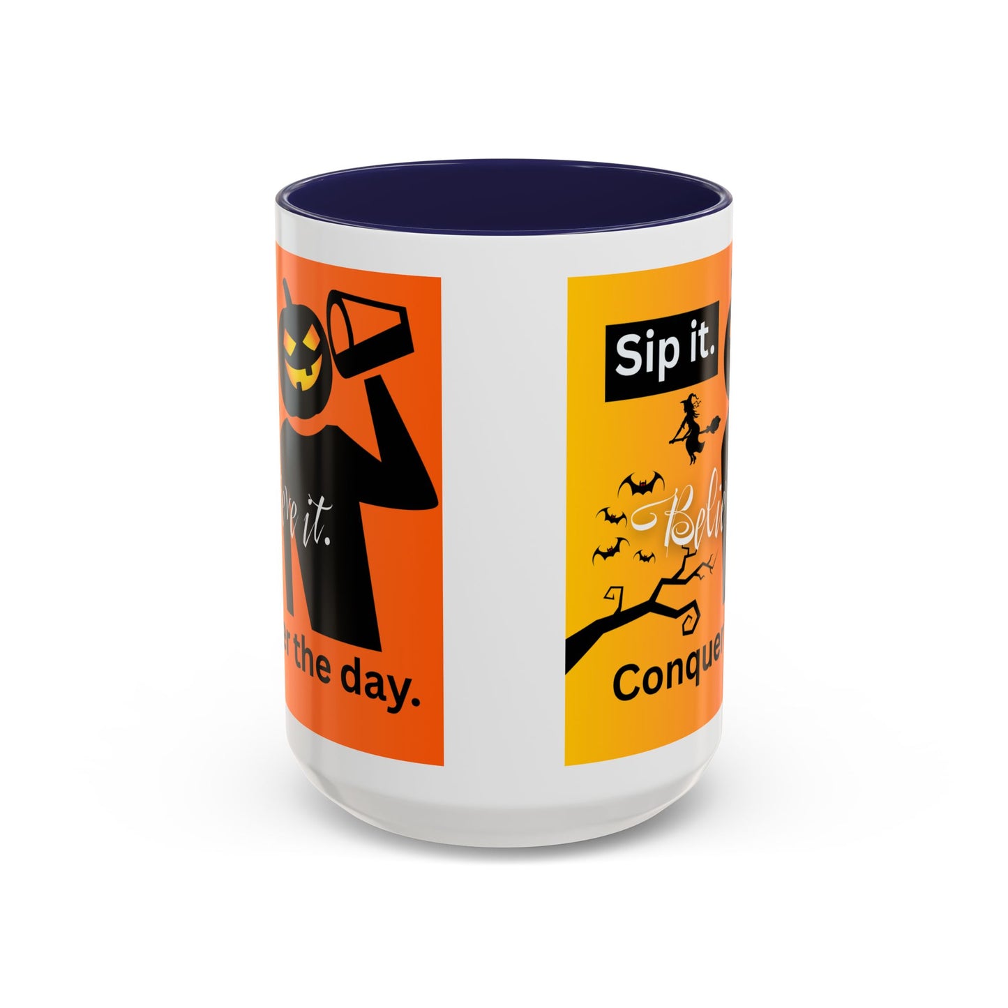 Halloween-Themed Coffee Mug, Sip It Believe It Conquer the Day, Fall Decor, Gift for Pumpkin Lovers, Autumn Kitchenware