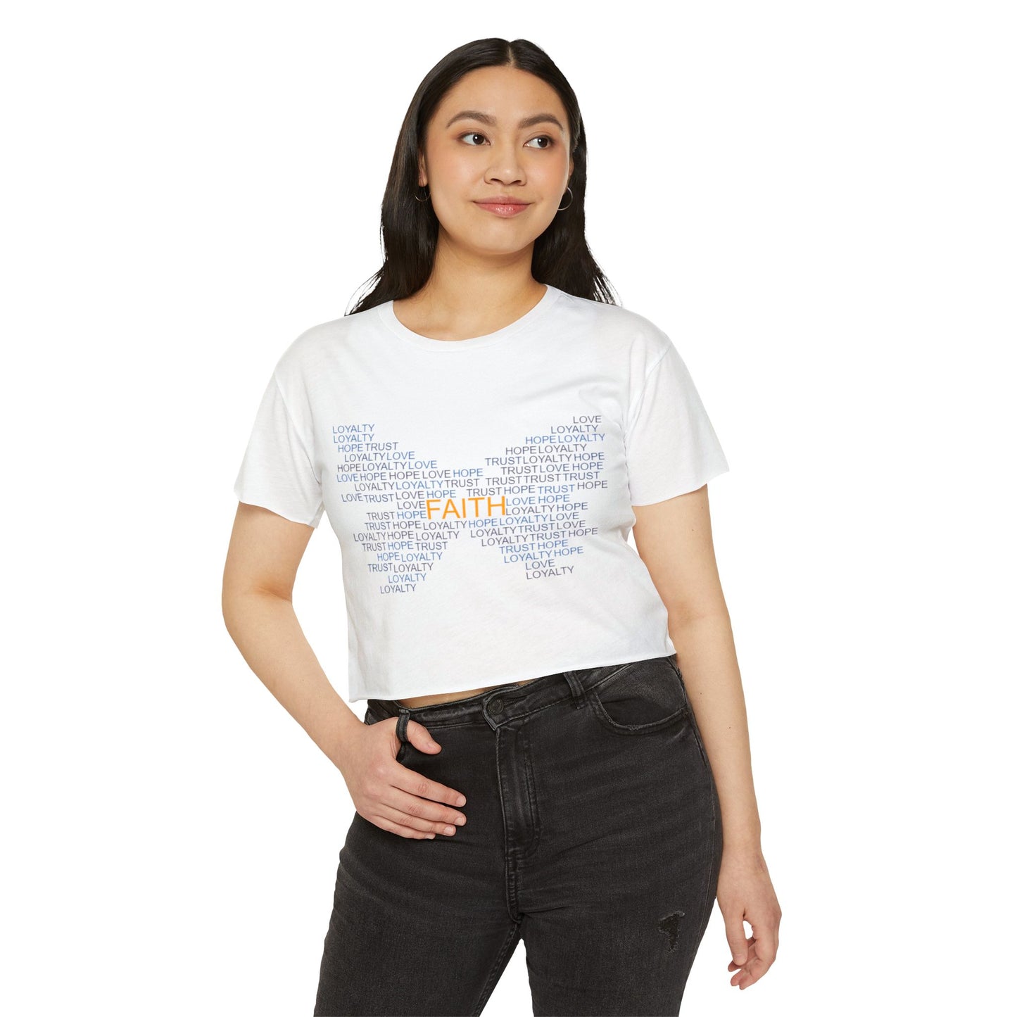 Women's Festival Crop Top with Faith Design, Boho Style Tee, Summer Festival Top, Inspirational Apparel, Gift for Her