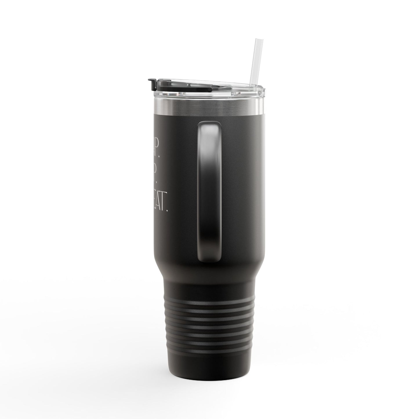 FaithStyles “Trap. Nap. Repeat.” Insulated Travel Tumbler – Stainless Steel Mug with Straw
