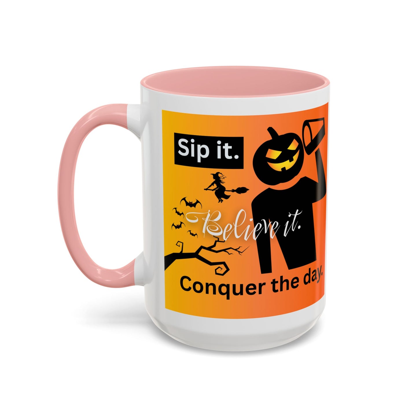 Halloween-Themed Coffee Mug, Sip It Believe It Conquer the Day, Fall Decor, Gift for Pumpkin Lovers, Autumn Kitchenware