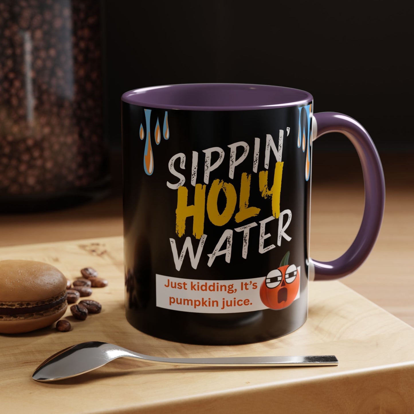 Sippin' Holy Water Coffee Mug, Funny Pumpkin Juice Mug, Halloween Coffee Cup, Unique Gift for Fall, Cute Office Mug, Quirky Kitchenware