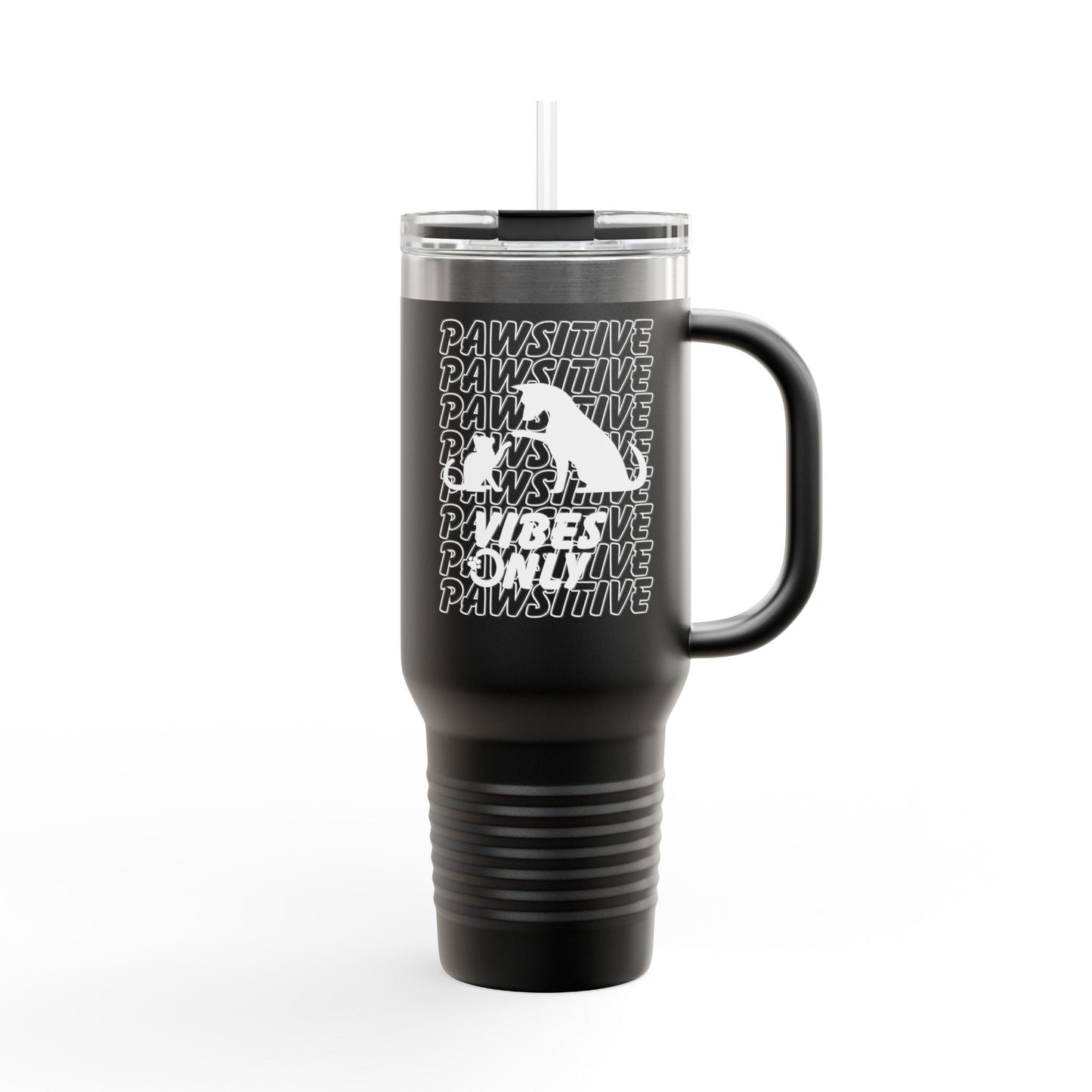 Insulated Travel Mug, 40oz-PAWSITIVE VIBES ONLY