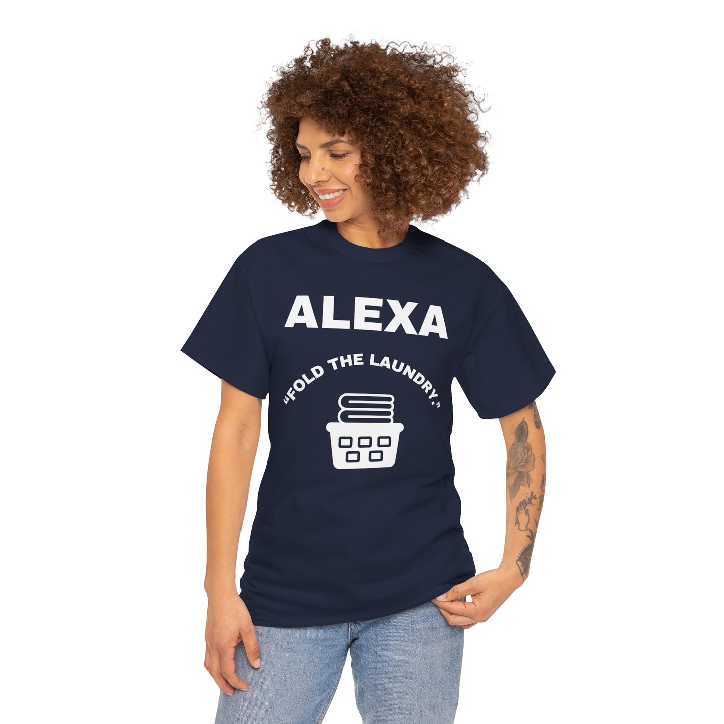 Funny Laundry T-Shirt, Humor Tee, Gift for Mom, Funny Housework Shirt, Unisex Cotton Tee, Alexa Joke Shirt