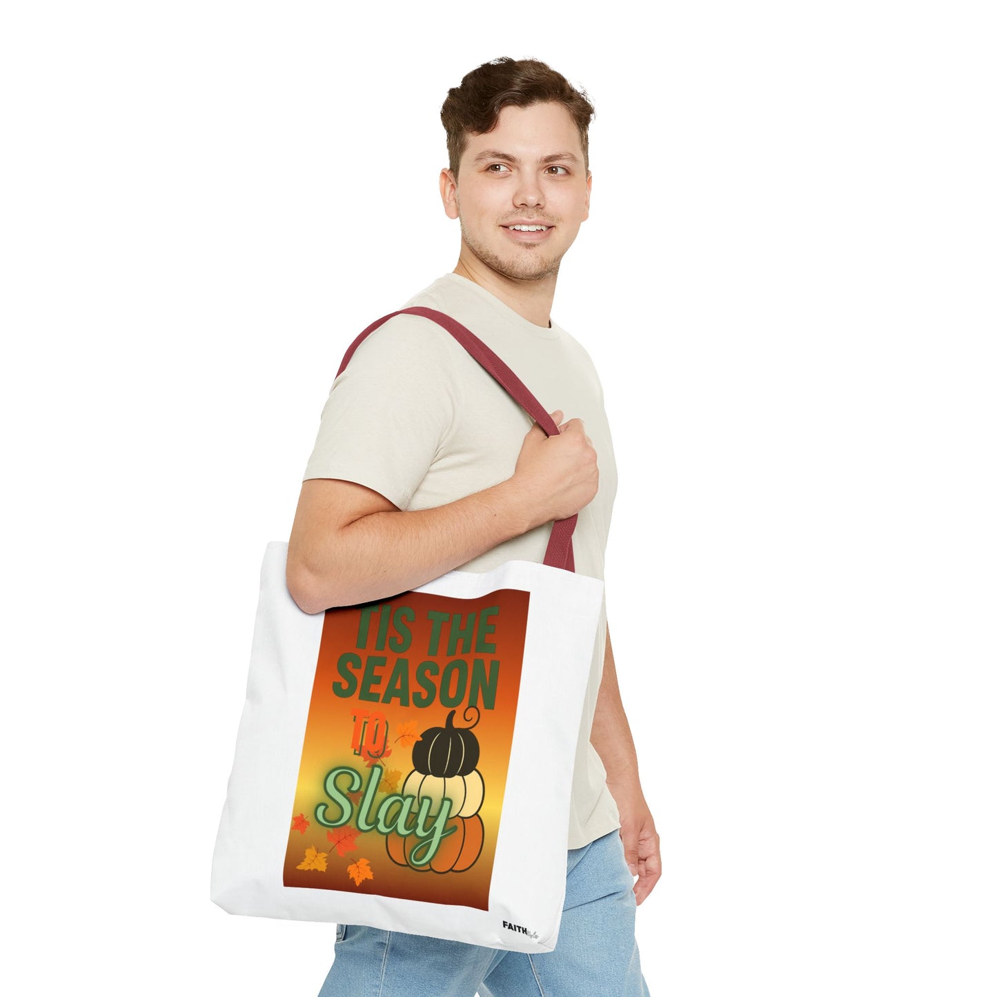 FaithStyles Seasonal Tote Bag: 'Tis the Season to Slay | Fall Shopping Bag, Halloween Tote, Autumn Handbag, Gift Bag, Eco-Friendly Tote