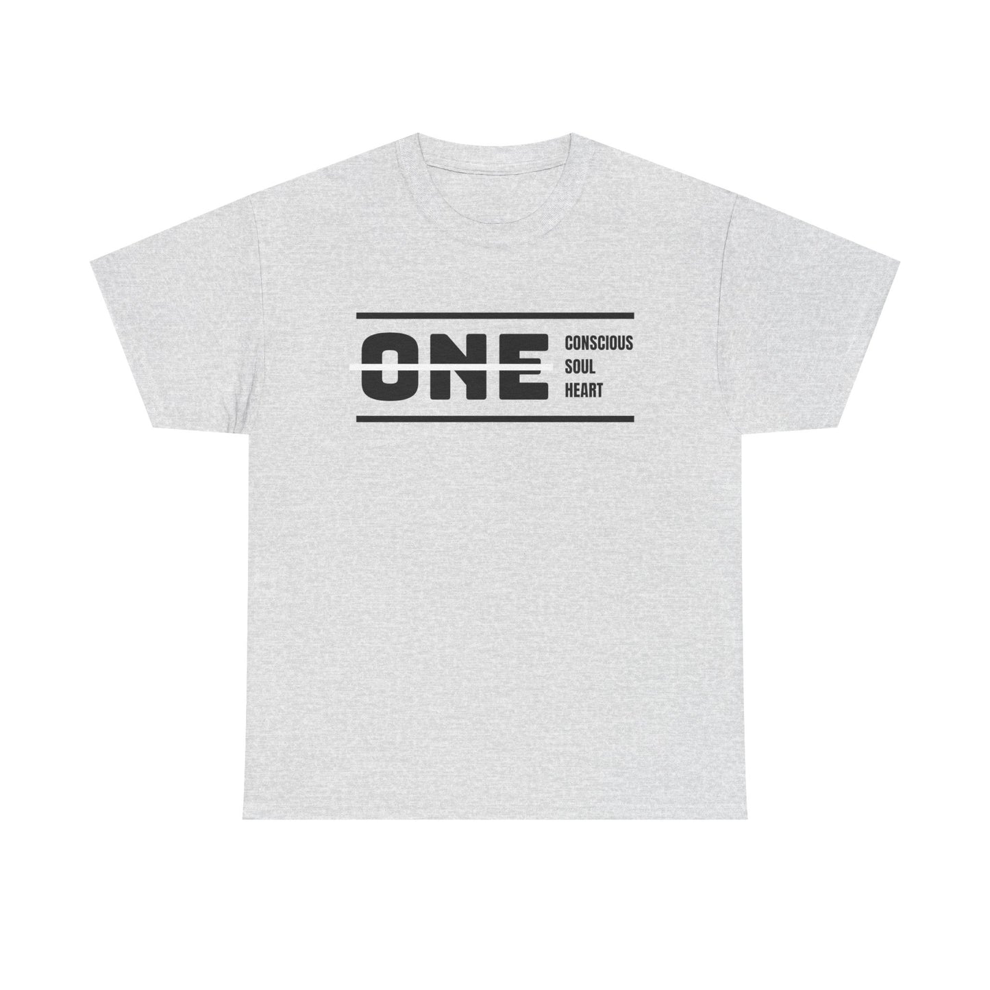 Male's Heavy Cotton Tee - 'ONE' Conscious Soul Heart | Casual Apparel, Gift for Mindfulness, Inspirational Wear, Summer Tee, Everyday Style