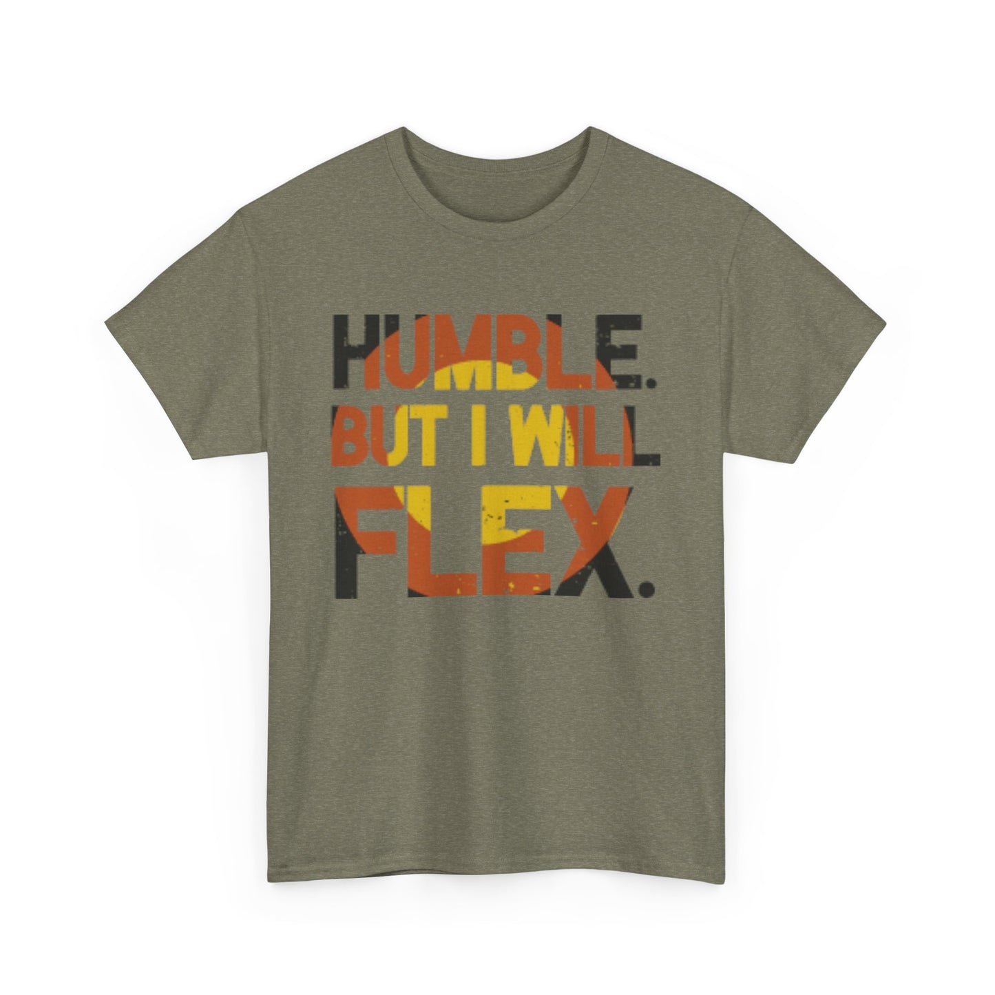 Male Heavy Cotton Tee - 'Humble. But I Will Flex.' Motivational Shirt, Gift for Fitness Lovers, Casual Top, Birthday Gift, Gym Wear